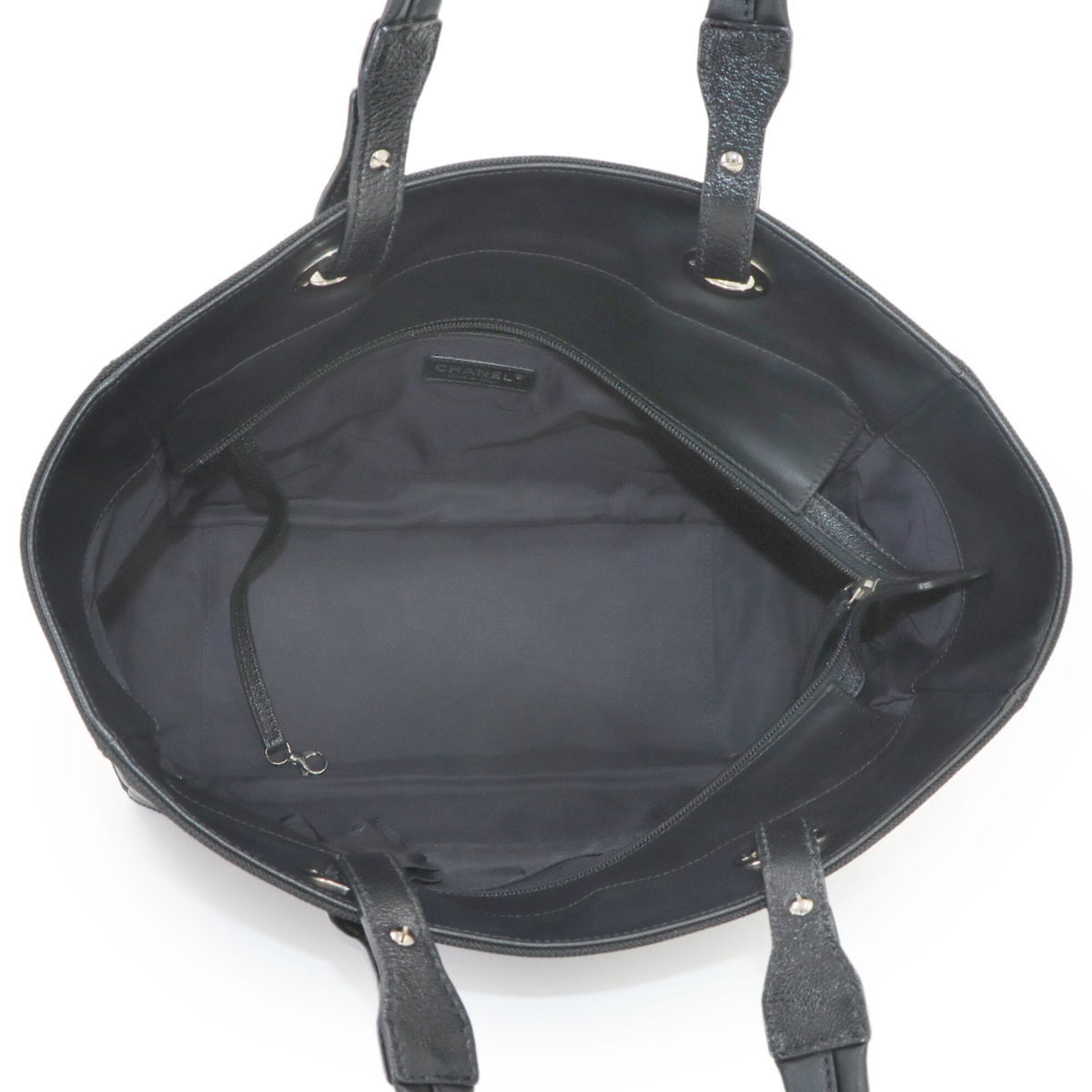 Chanel Paris Biarritz Black Canvas Nylon Leather Handbag Tote Bag (Pre-Owned)