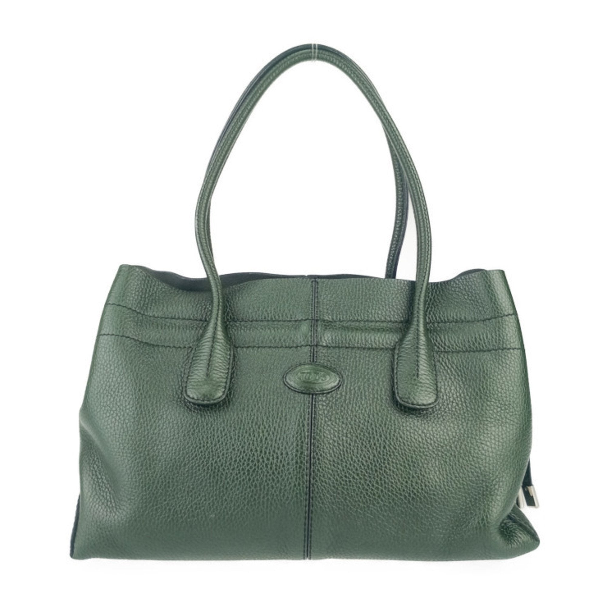 Tod's Green Leather Shoulder Bag Tote Bag (Pre-Owned)