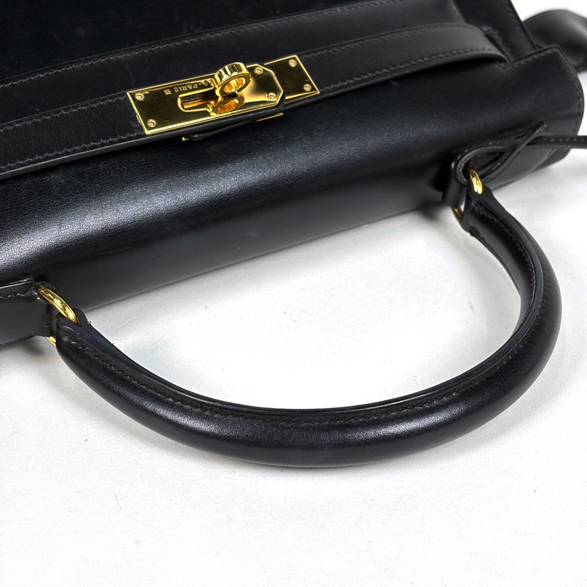 Hermes Black Box Calf Leather Handbag (Pre-Owned)