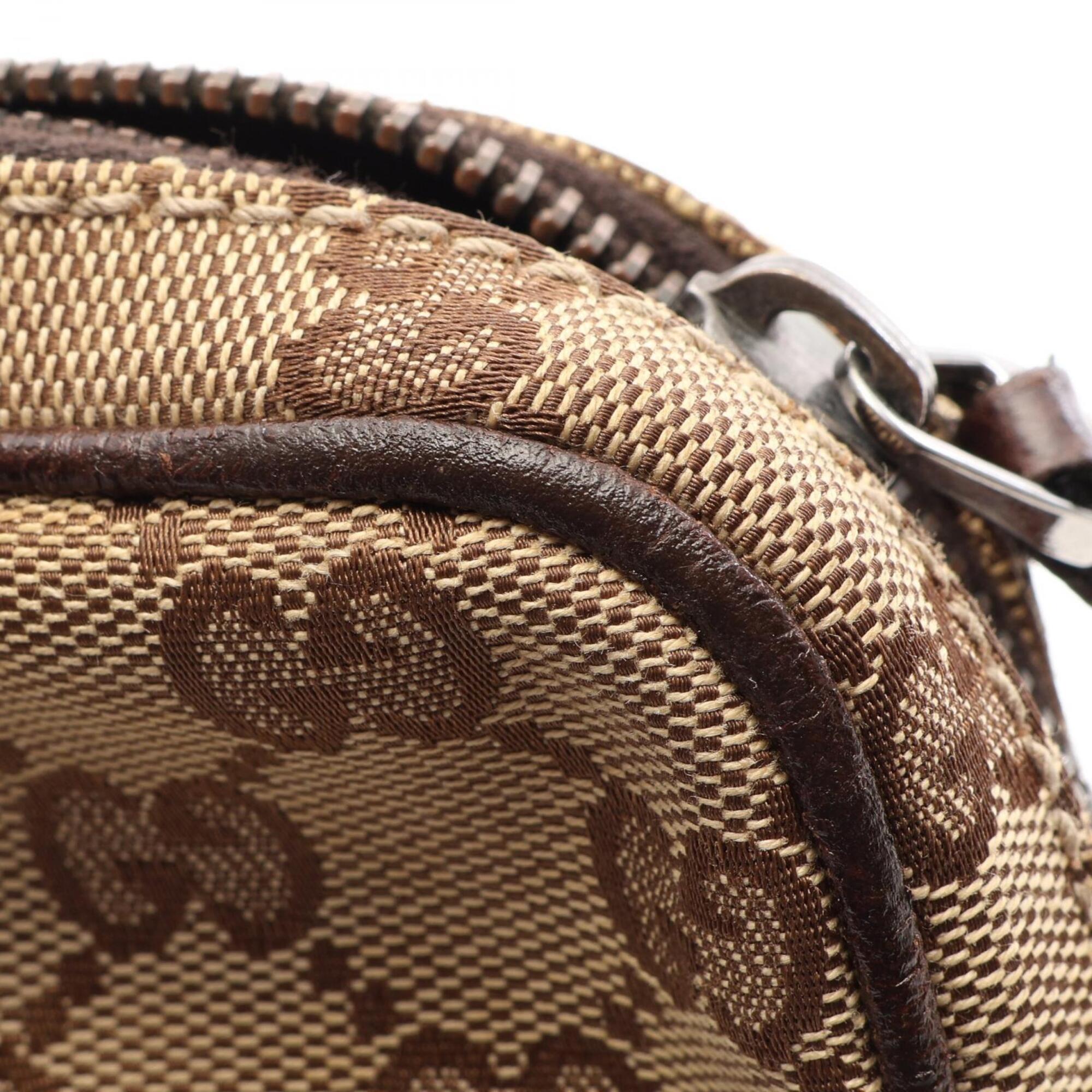 Gucci Gg Canvas Beige Brown Gg Canvas Leather Handbag Shoulder Bag (Pre-Owned)