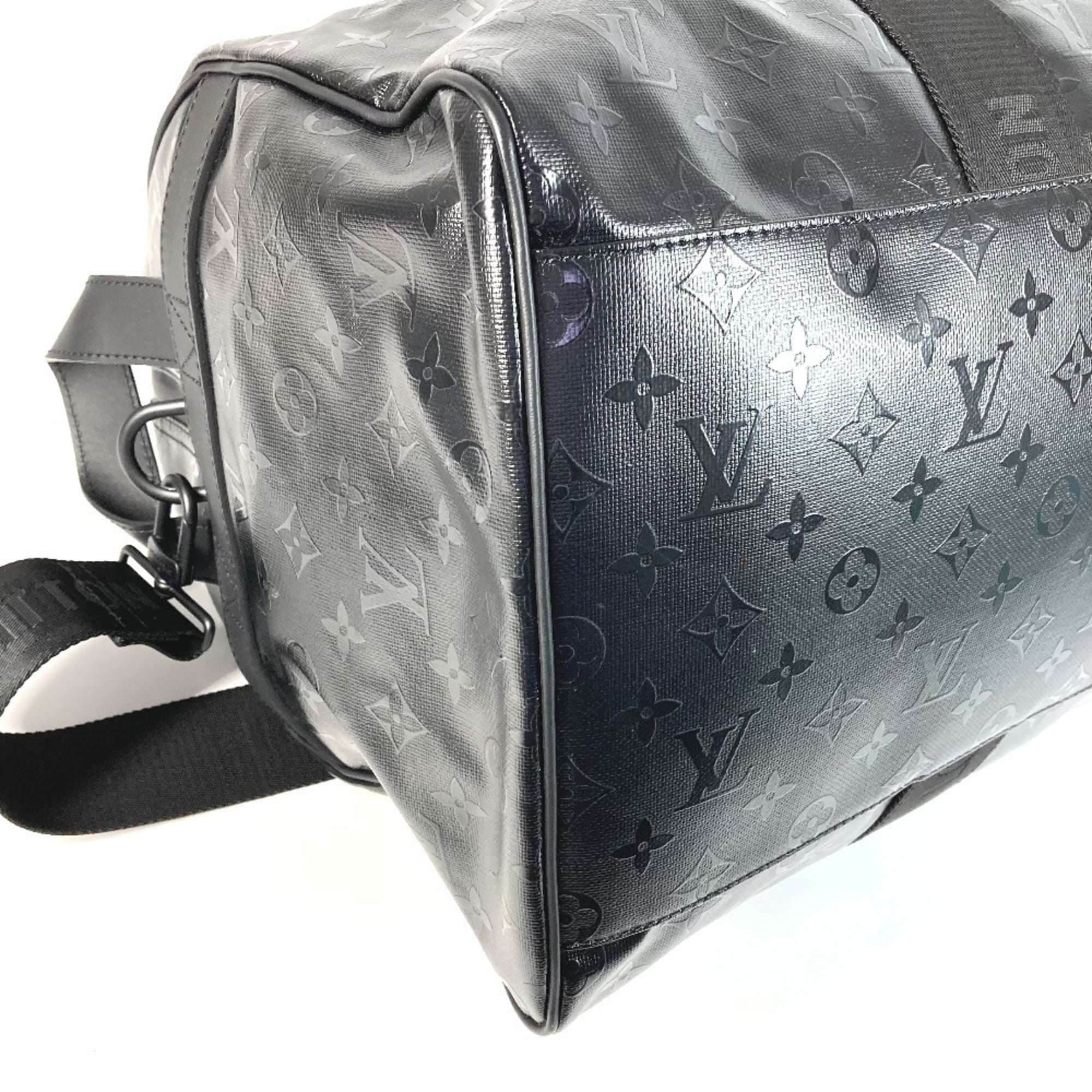 Louis Vuitton Black Leather Canvas Boston Bag Shoulder Bag (Pre-Owned)
