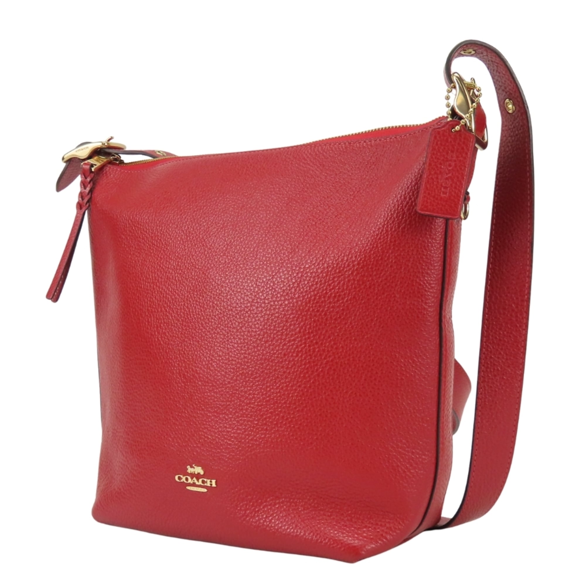 Coach Red Color Leather Shoulder Bag (Pre-Owned)