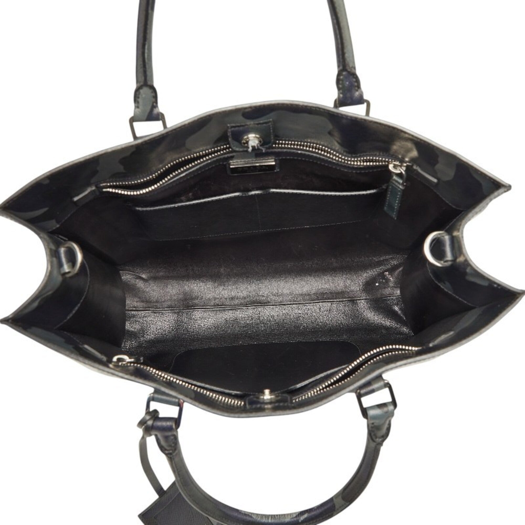 Prada Black Gray Purple Leather Handbag Shoulder Bag (Pre-Owned)