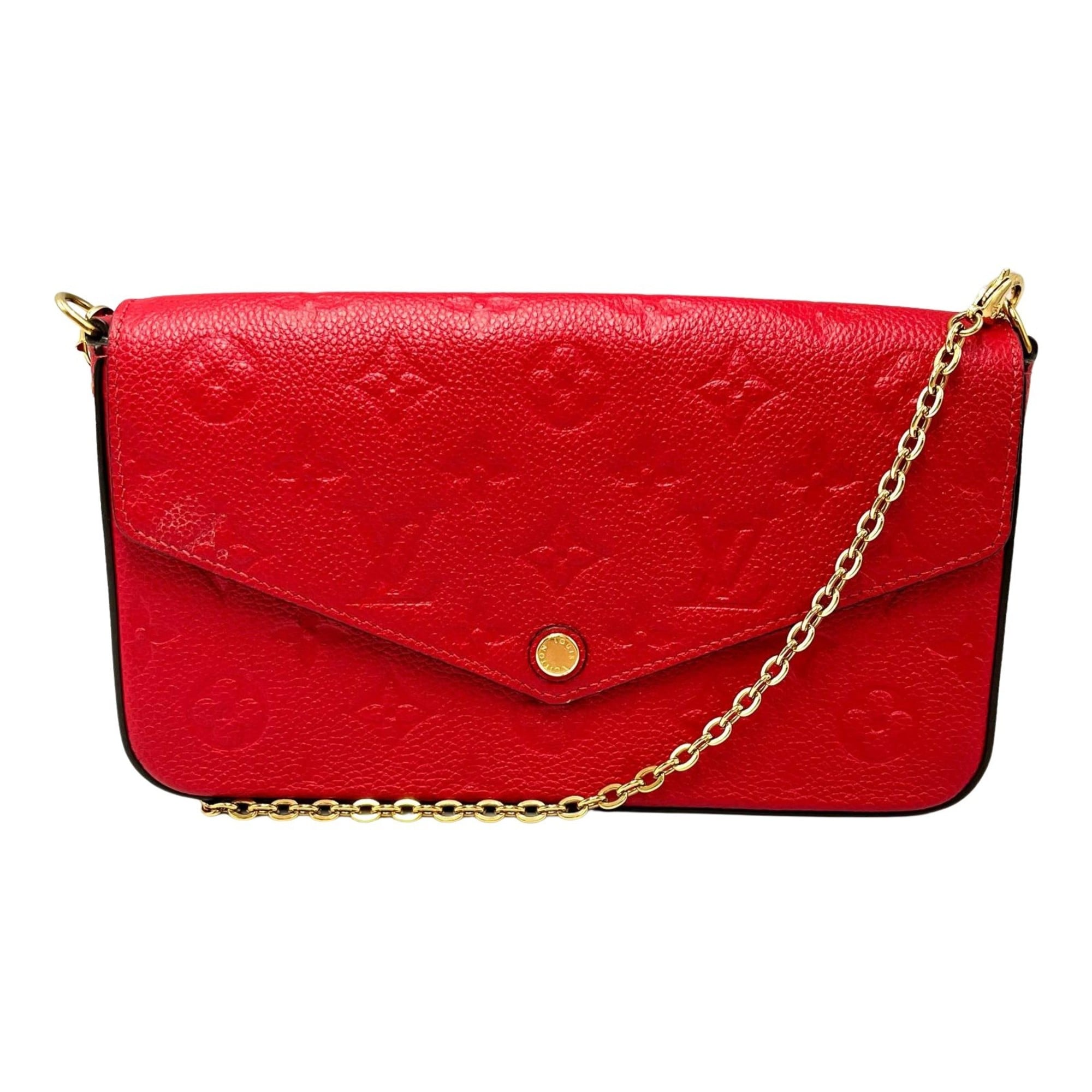 Louis Vuitton Red Color Monogram Empreinte Pochette Shoulder Bag (Pre-Owned)