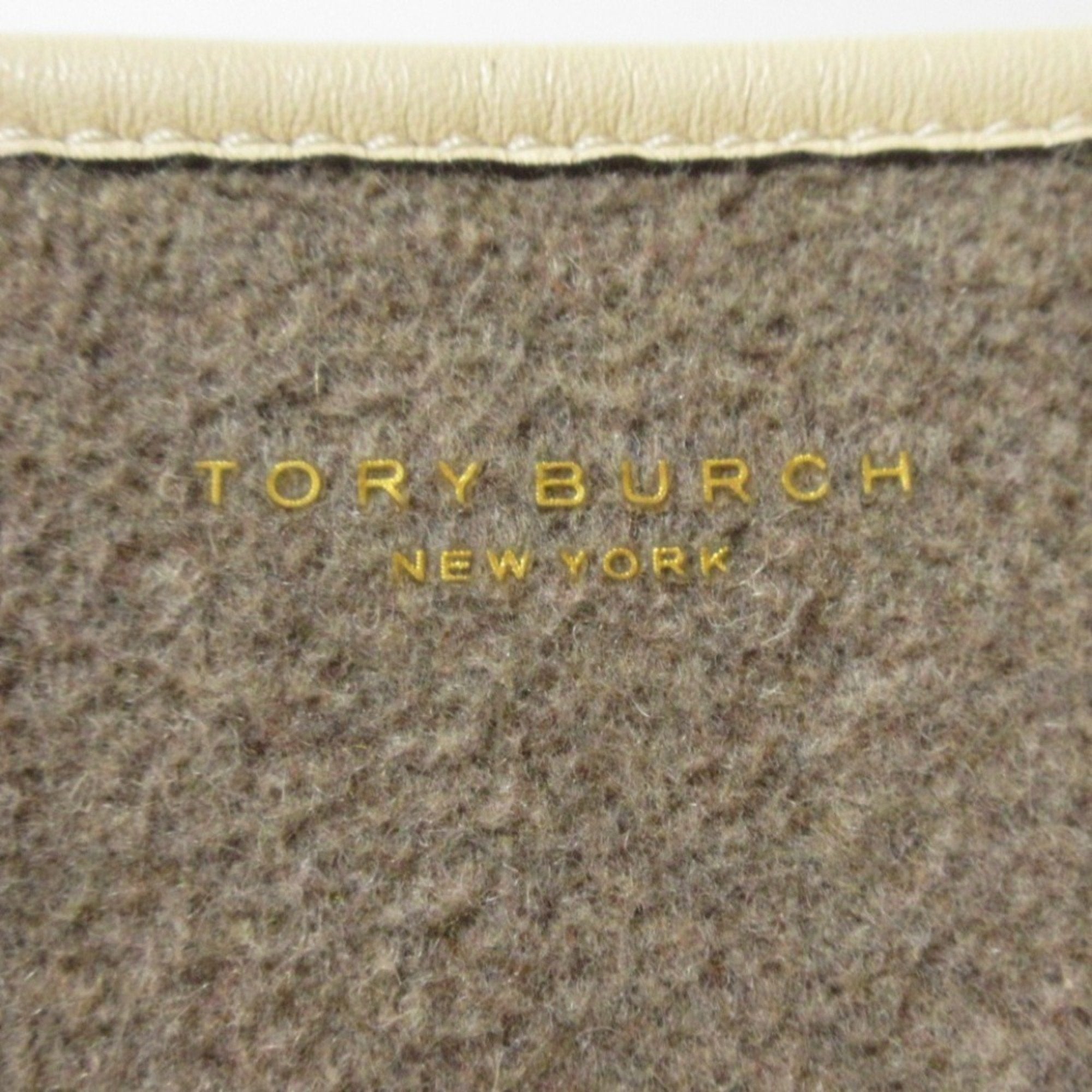 Tory Burch Brown Grayish Yellow Shoulder Bag Tote Bag (Pre-Owned)