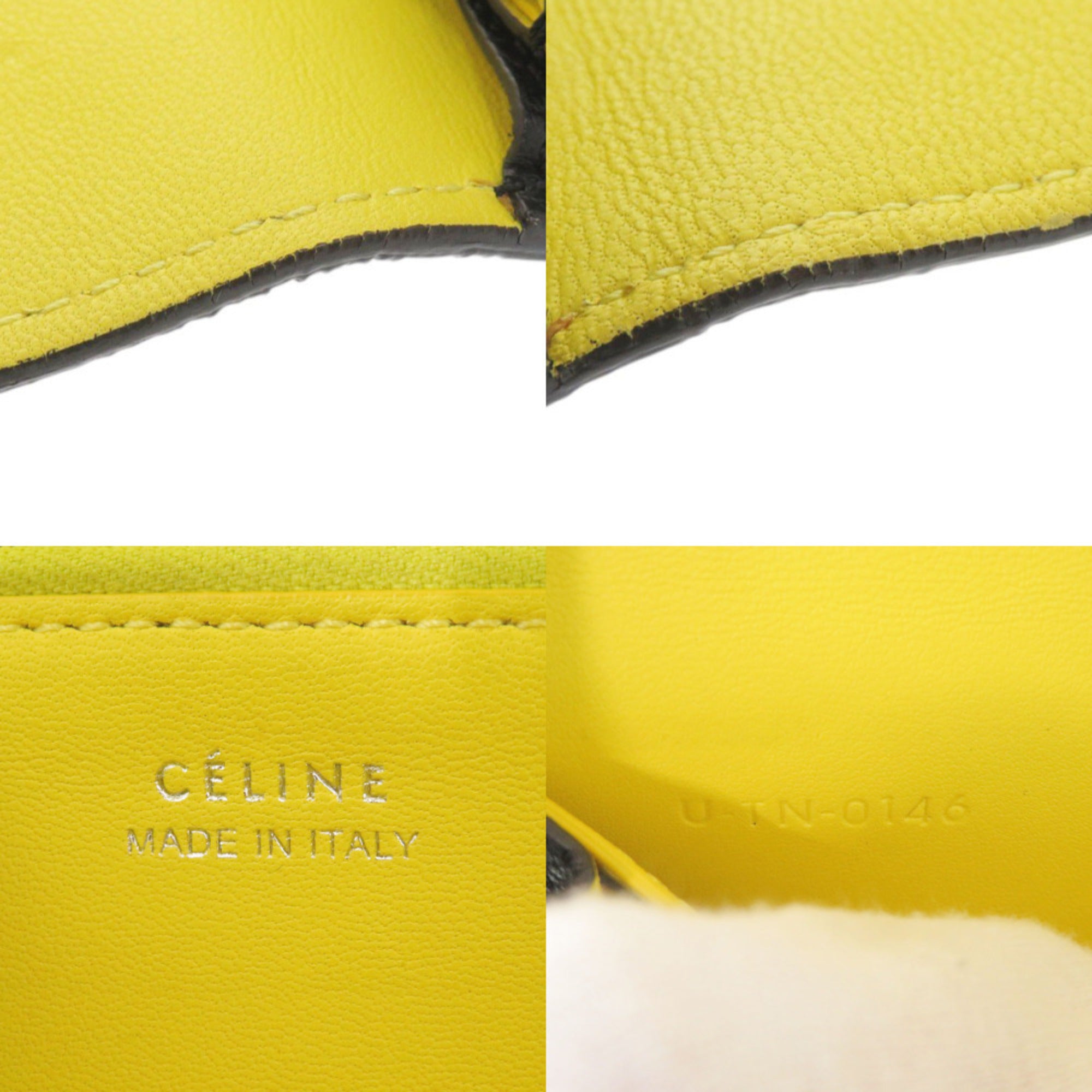 Celine Black Yellow Leather Long Wallet (Bi-Fold) (Pre-Owned)