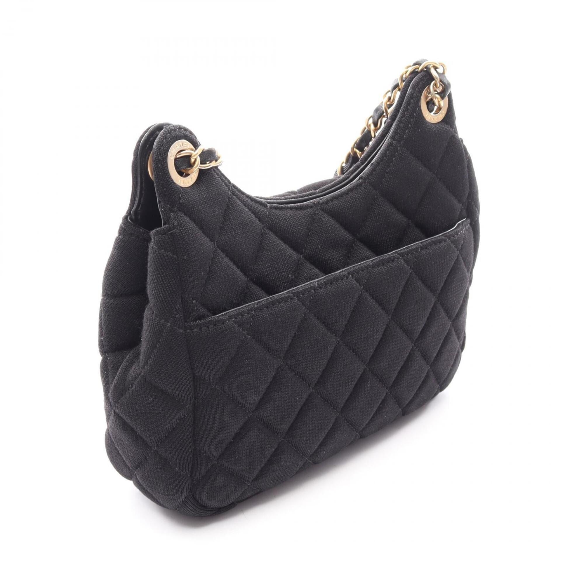 Chanel Black Cotton Jersey Handbag Shoulder Bag (Pre-Owned)