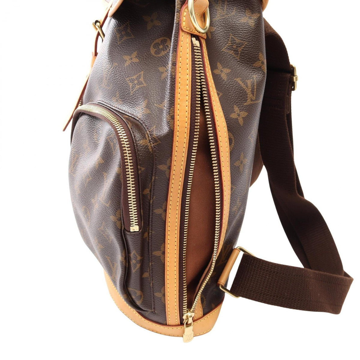 Louis Vuitton Brown Coated Canvas Monogram Leather Backpack Handbag (Pre-Owned)