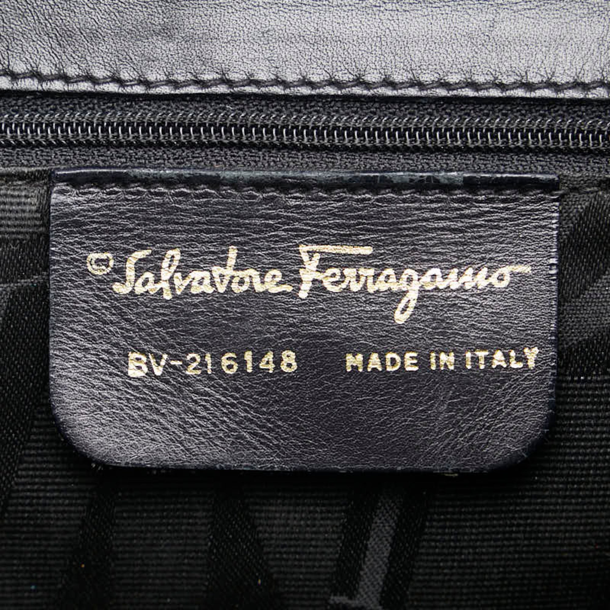 Salvatore Ferragamo Gancini Black Leather Backpack (Pre-Owned)