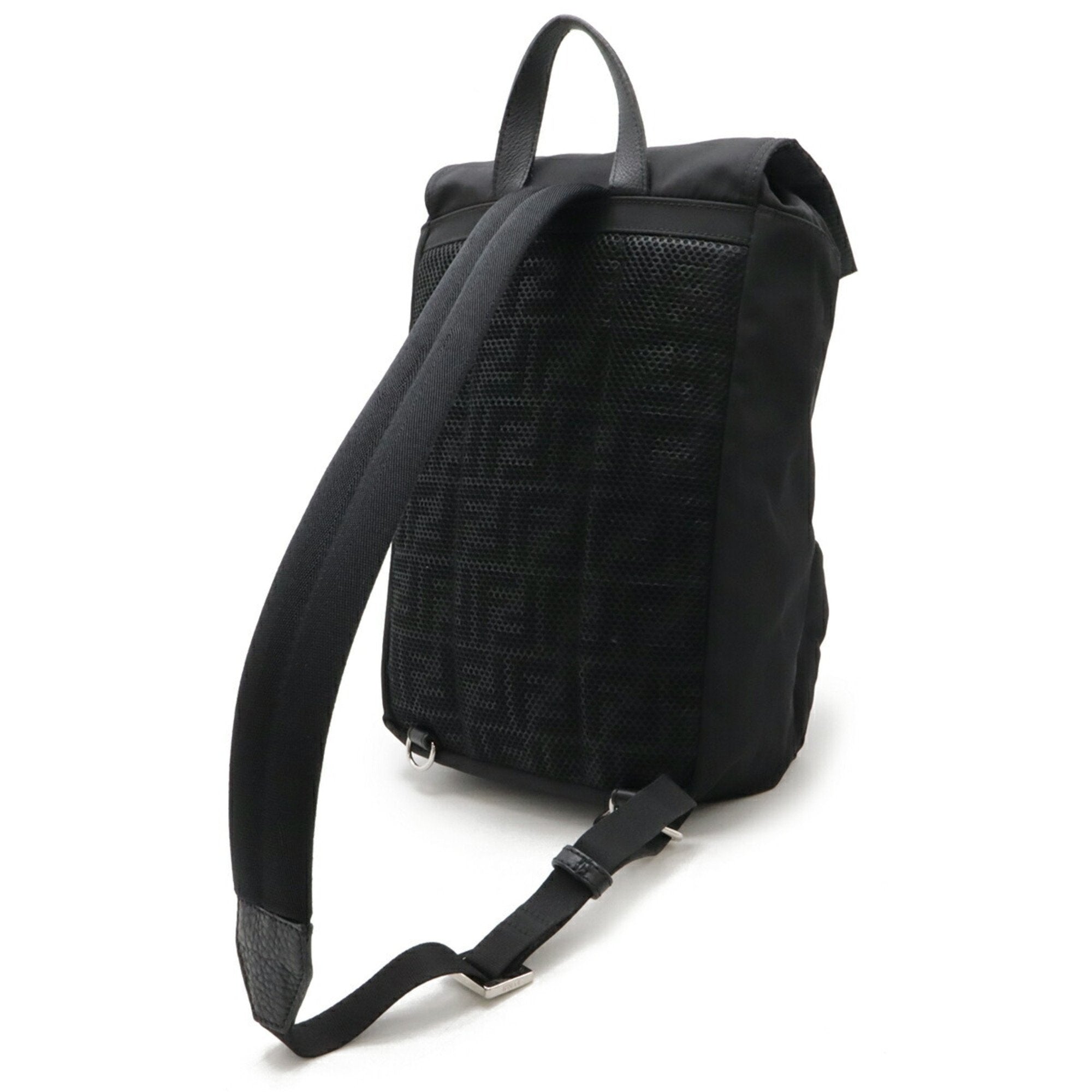 Fendi Black Nylon Leather Shoulder Bag Sling Bag (Pre-Owned)