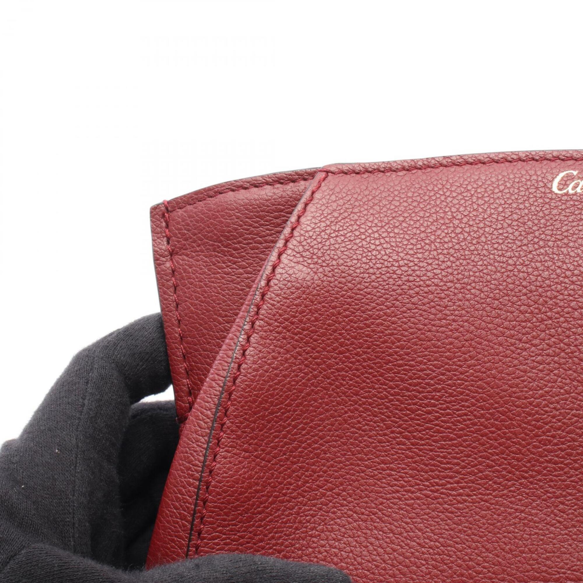 Cartier Bordeaux Leather Clutch Bag Handbag (Pre-Owned)
