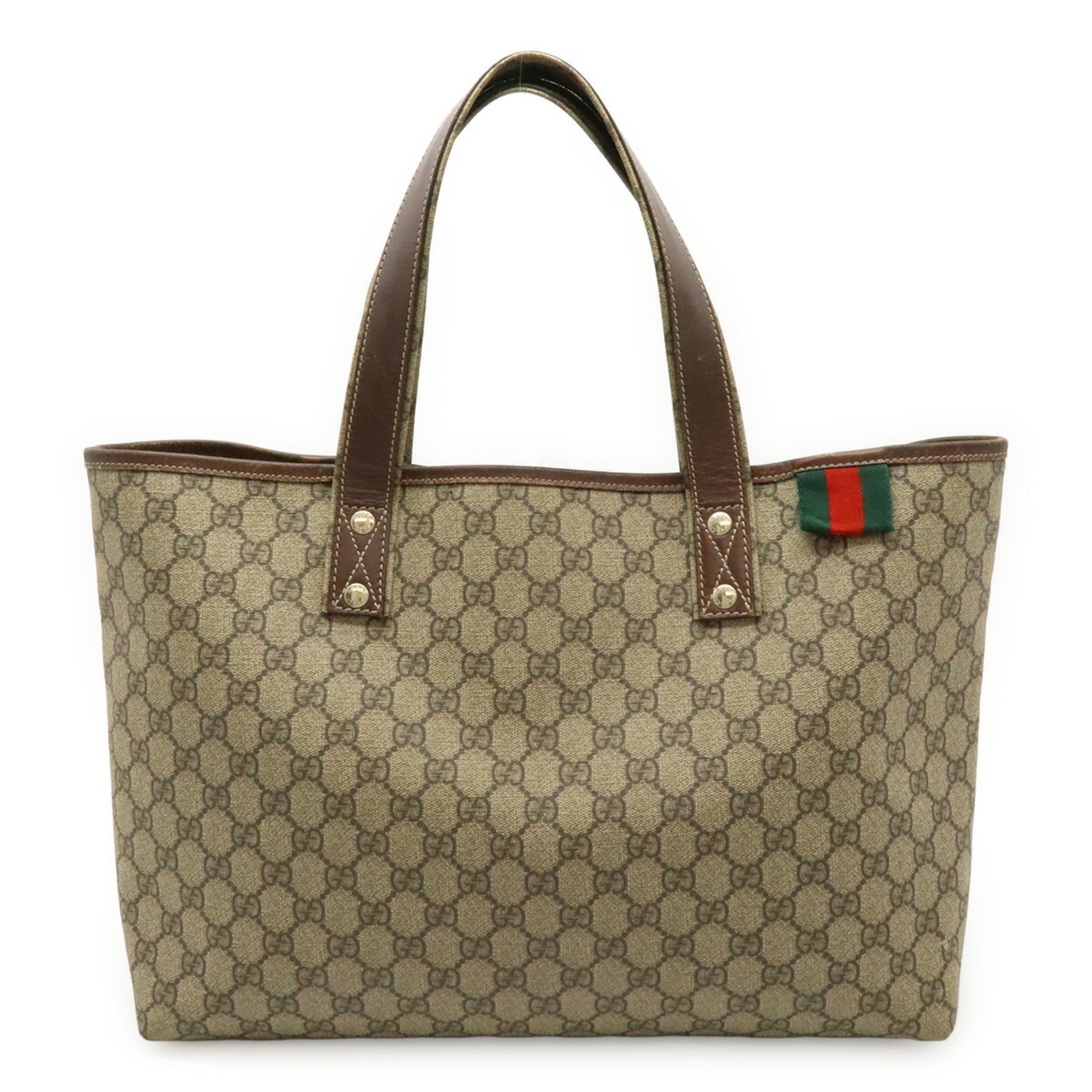Gucci Beige Brown Gg Supreme Pvc Canvas Shoulder Bag Tote Bag (Pre-Owned)