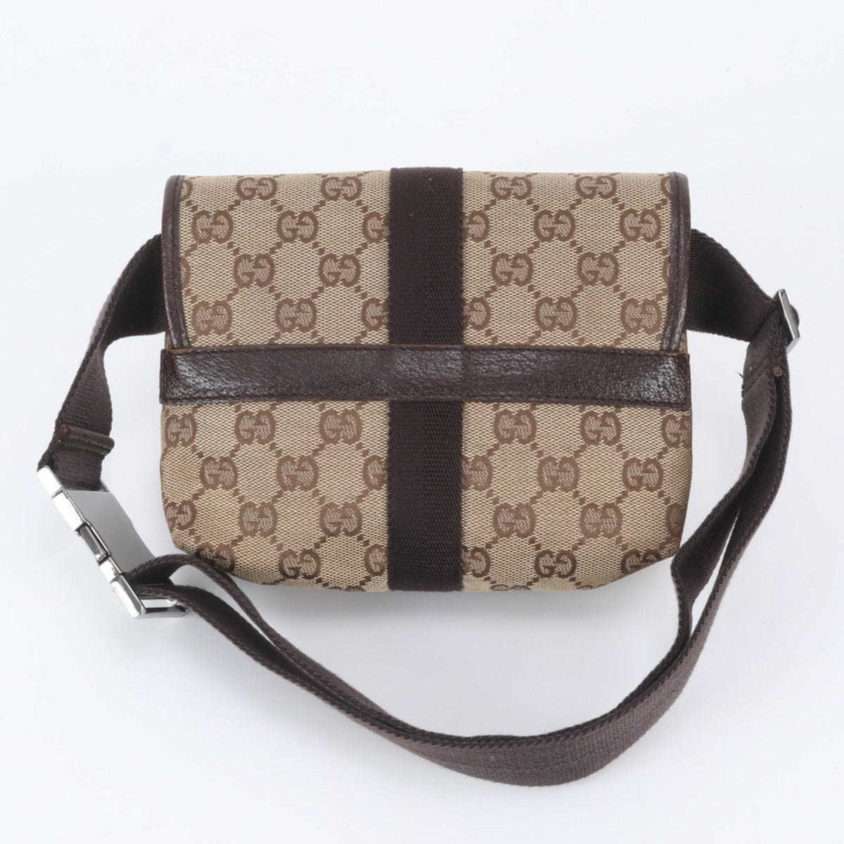 Gucci Brown Leather Canvas Pouch Shoulder Bag Sling Bag (Pre-Owned)