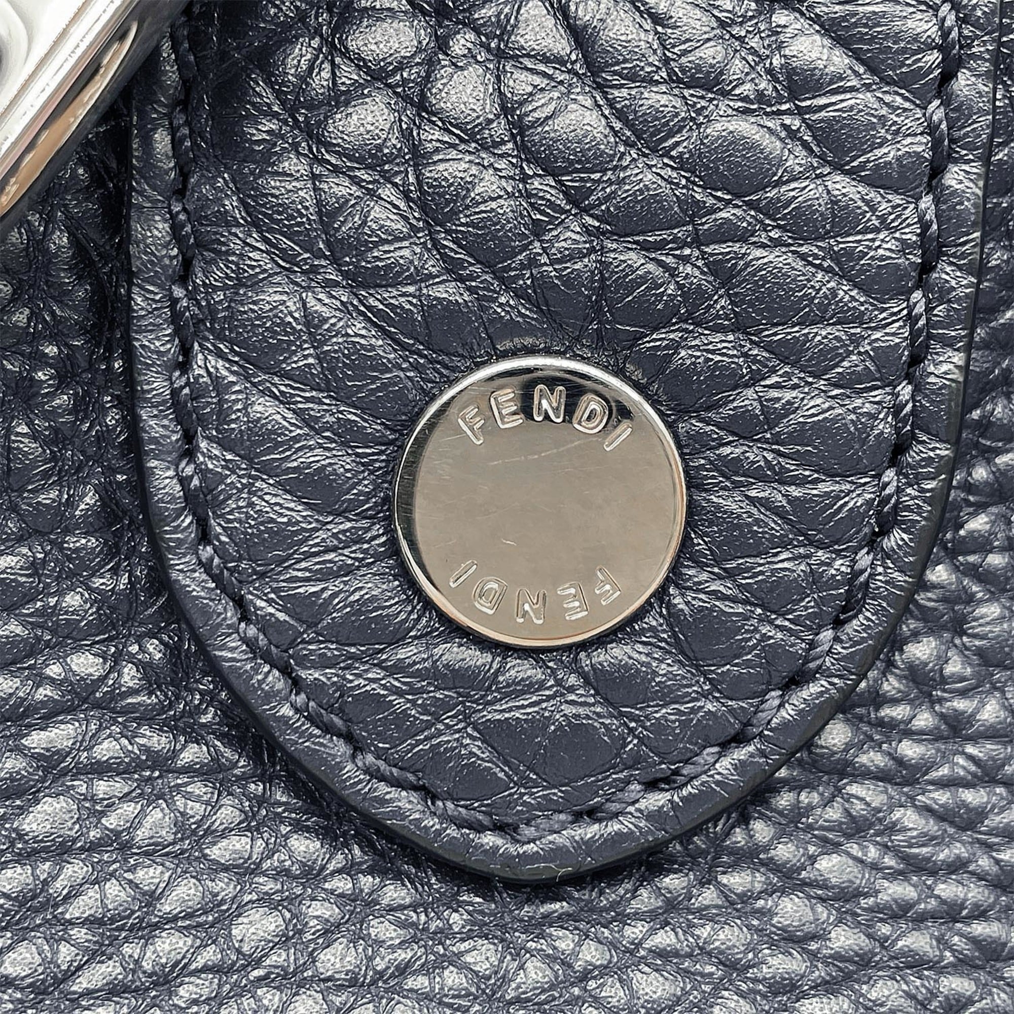 Fendi Navy Leather Boston Bag Shoulder Bag (Pre-Owned)
