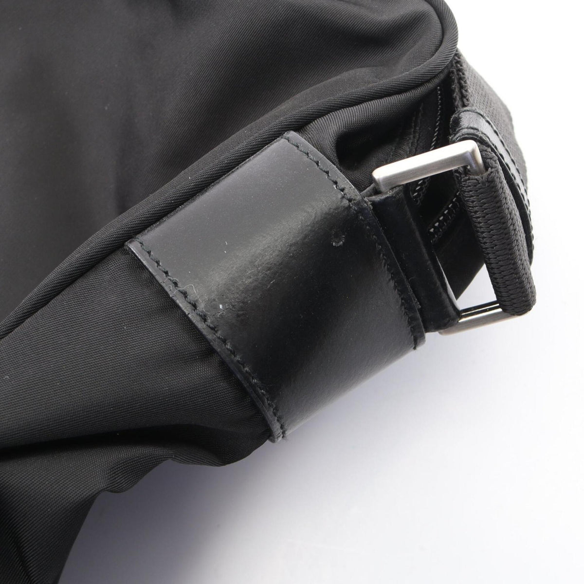 Prada Black Nylon Leather Handbag Shoulder Bag (Pre-Owned)