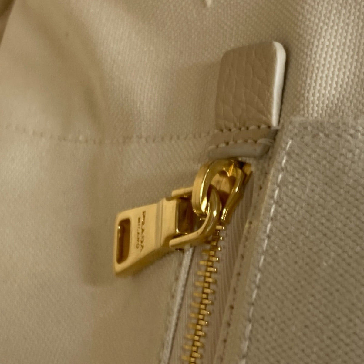 Prada Ivory Canvas Handbag Tote Bag (Pre-Owned)