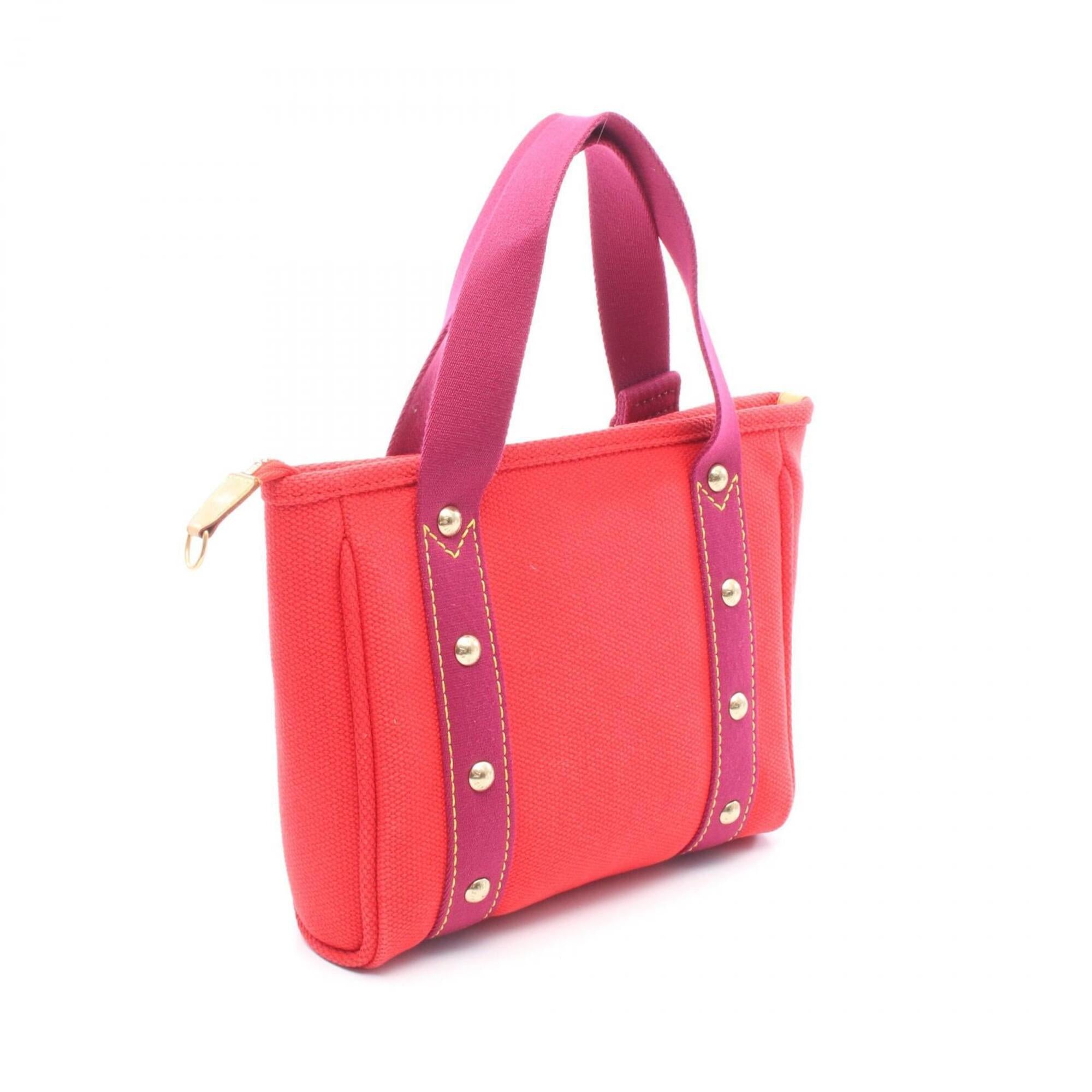 Louis Vuitton Purple Red Color Canvas Leather Handbag Tote Bag (Pre-Owned)