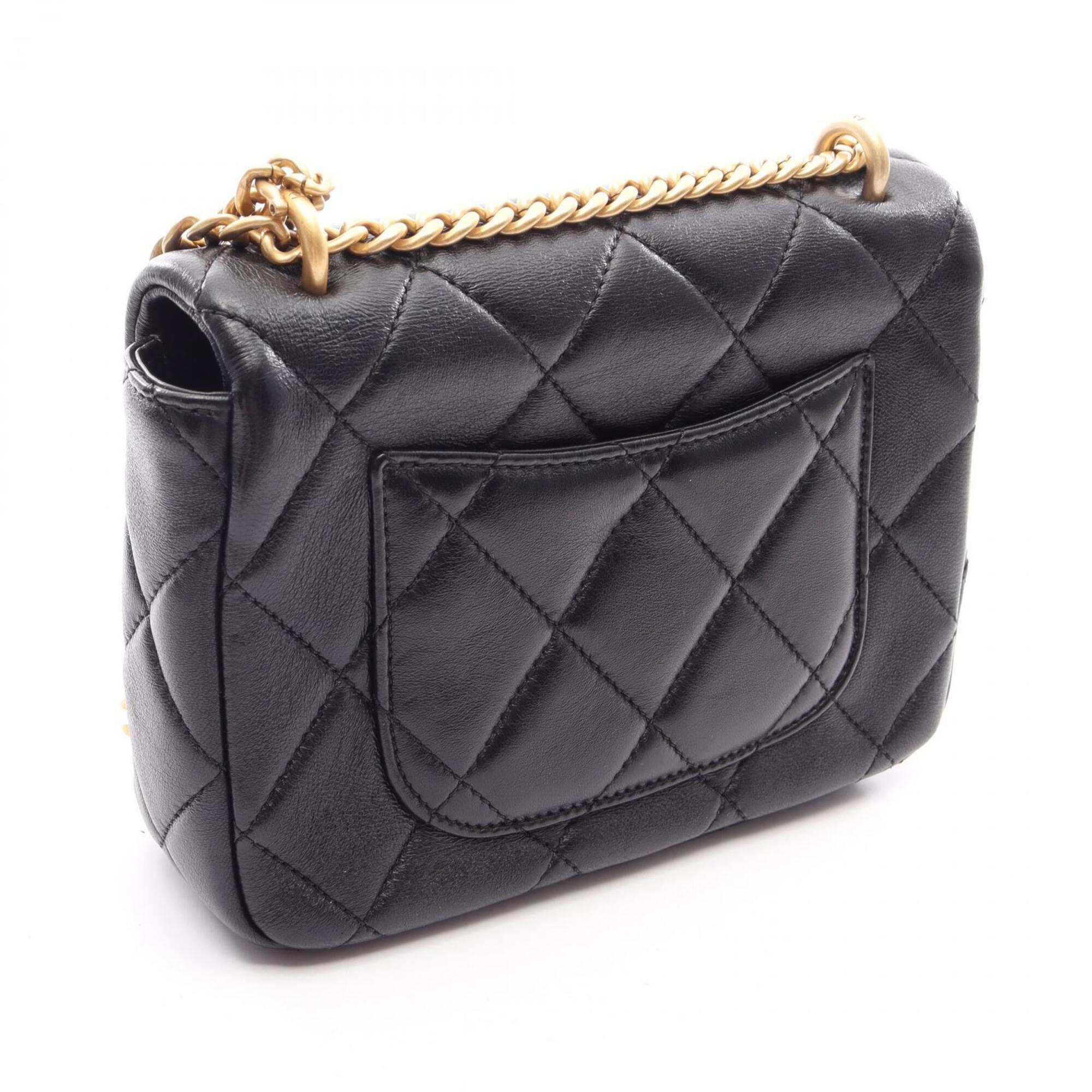 Chanel Black Leather Handbag Shoulder Bag (Pre-Owned)