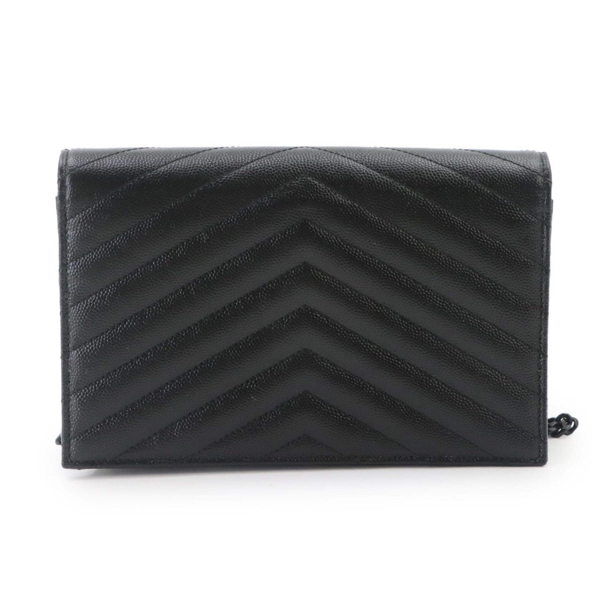 Saint Laurent Black Leather Chain/Shoulder Wallet (Pre-Owned)