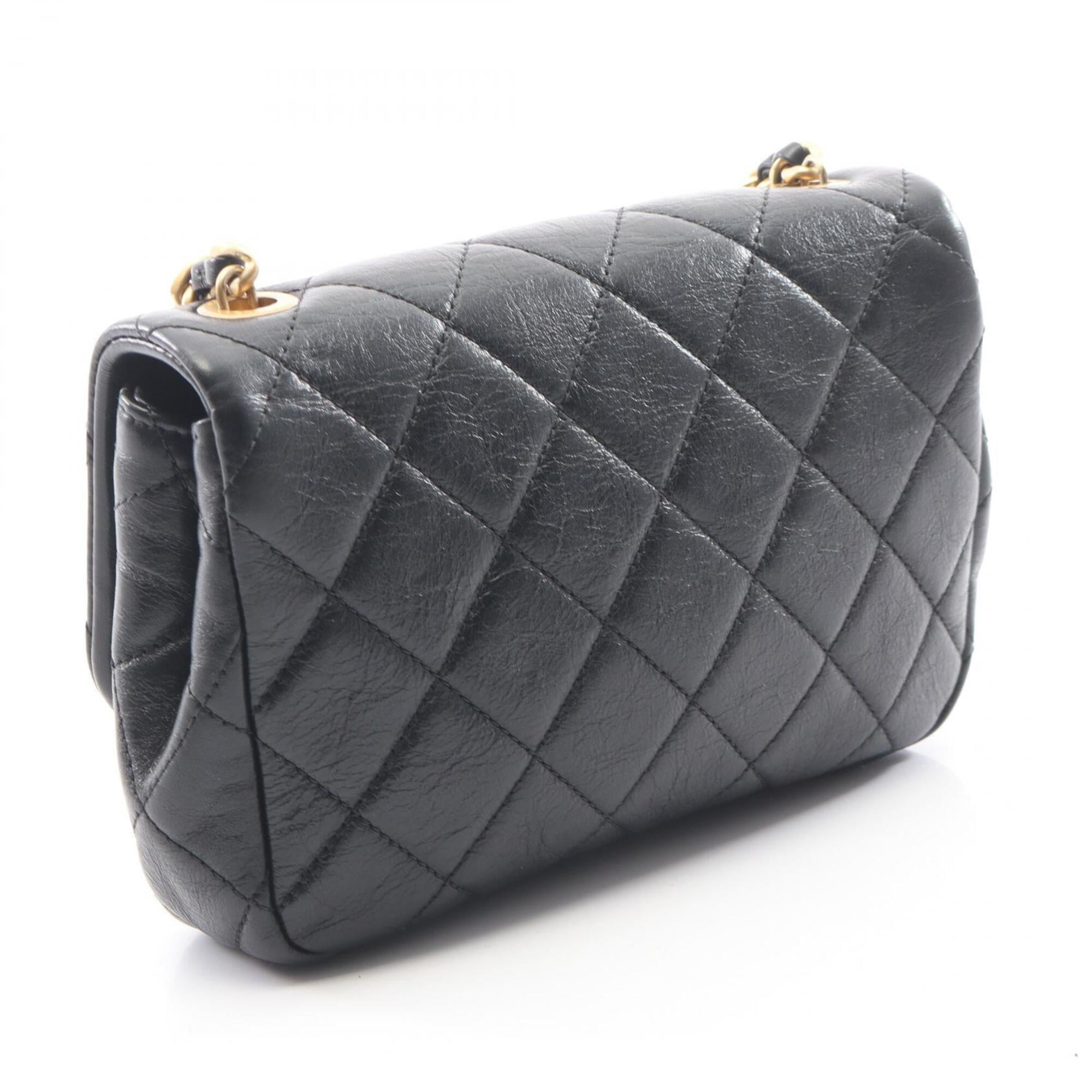 Chanel Black Leather Handbag Shoulder Bag (Pre-Owned)