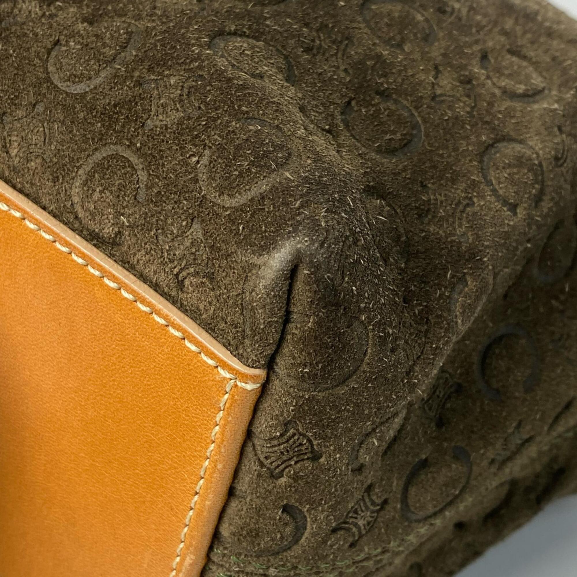 Celine Khaki Suede Leather Shoulder Bag (Pre-Owned)