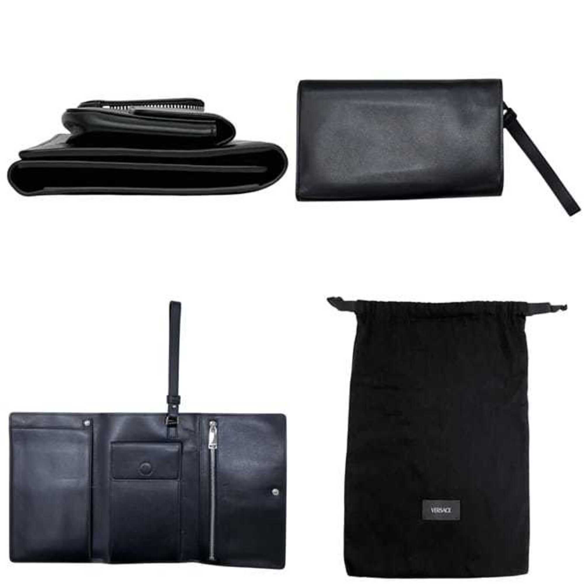 Versace Black Leather Clutch Bag (Pre-Owned)