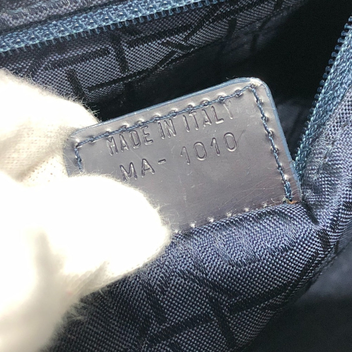 Christian Dior Lady Dior Blue Canvas Handbag Shoulder Bag (Pre-Owned)