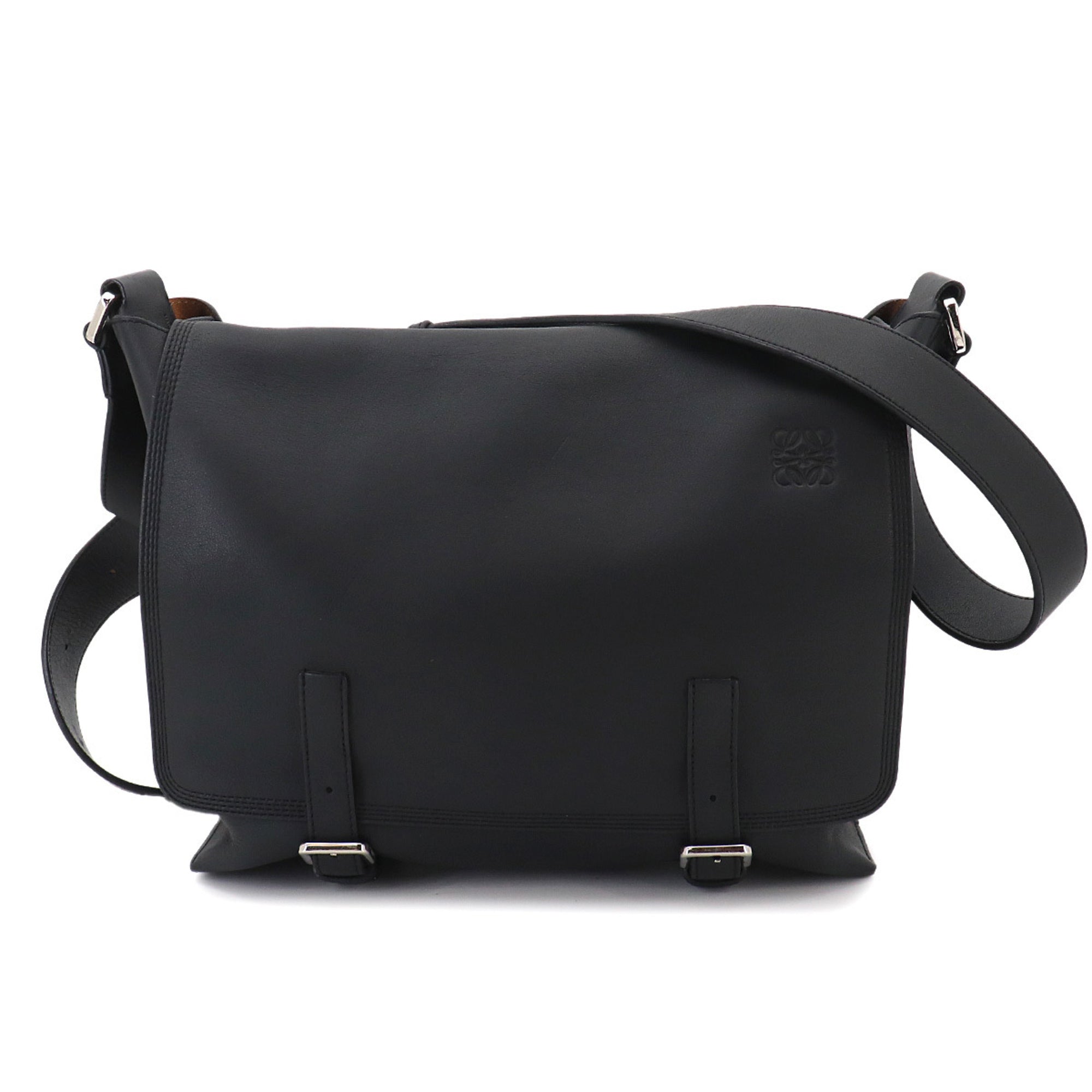 Loewe Black Leather Handbag Messenger Bag Shoulder Bag (Pre-Owned)