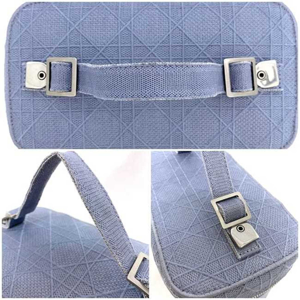 Christian Dior Light Blue Canvas Handbag Vanity Bag (Pre-Owned)