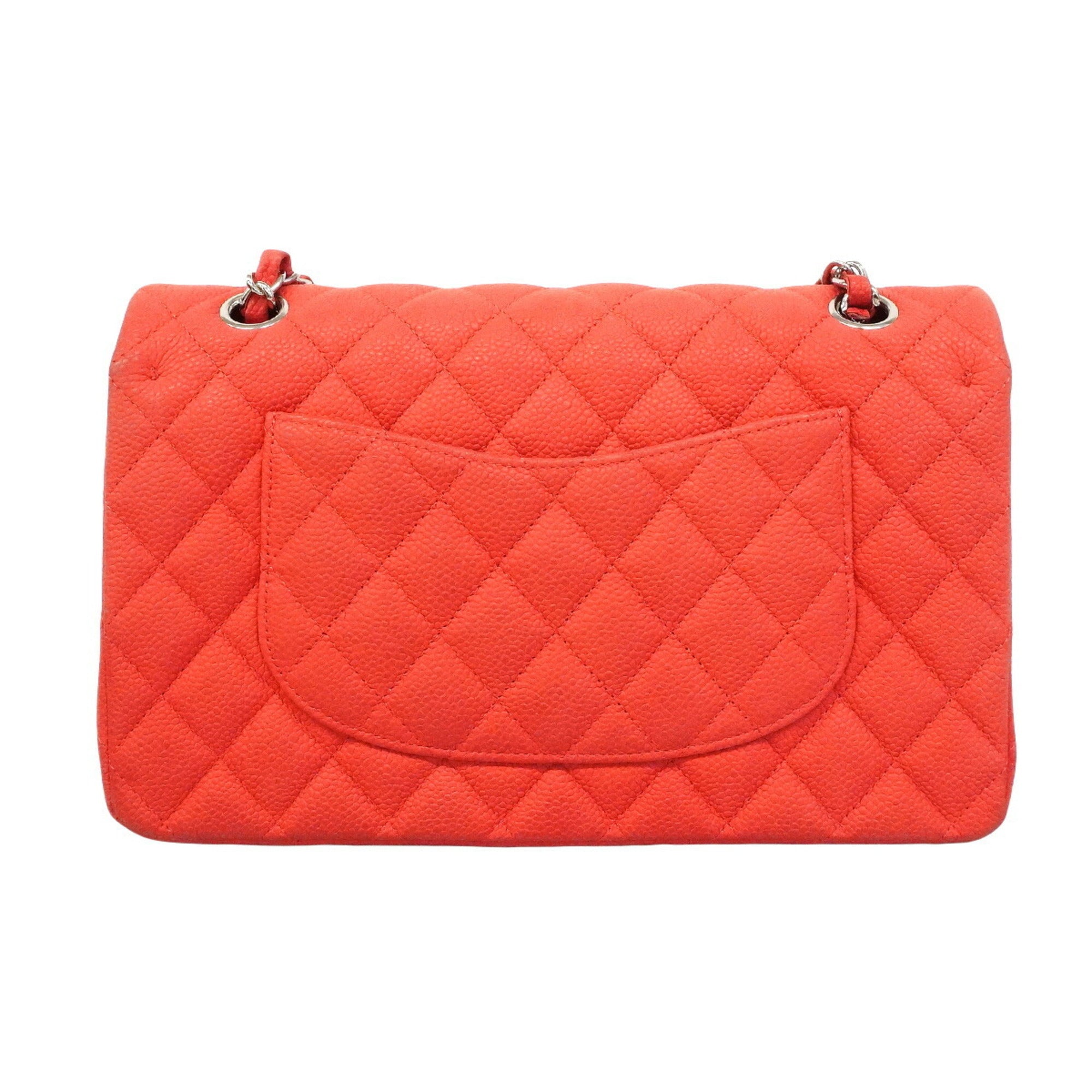 Chanel Red Color Grained Calfskin Shoulder Bag (Pre-Owned)