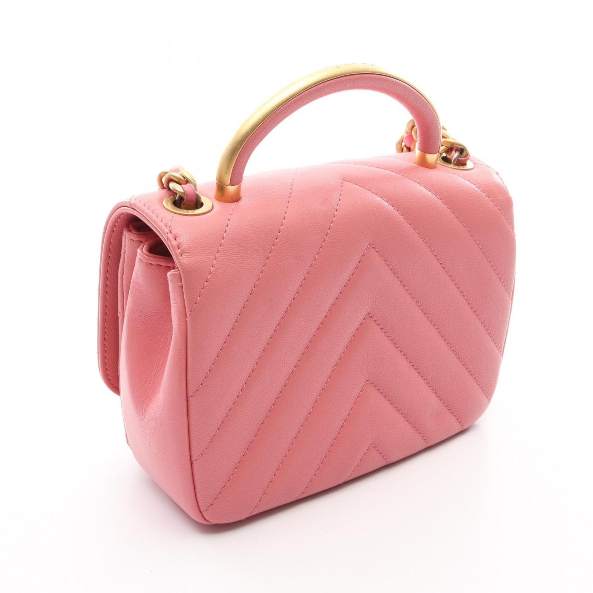 Chanel Pink Leather Handbag Shoulder Bag (Pre-Owned)