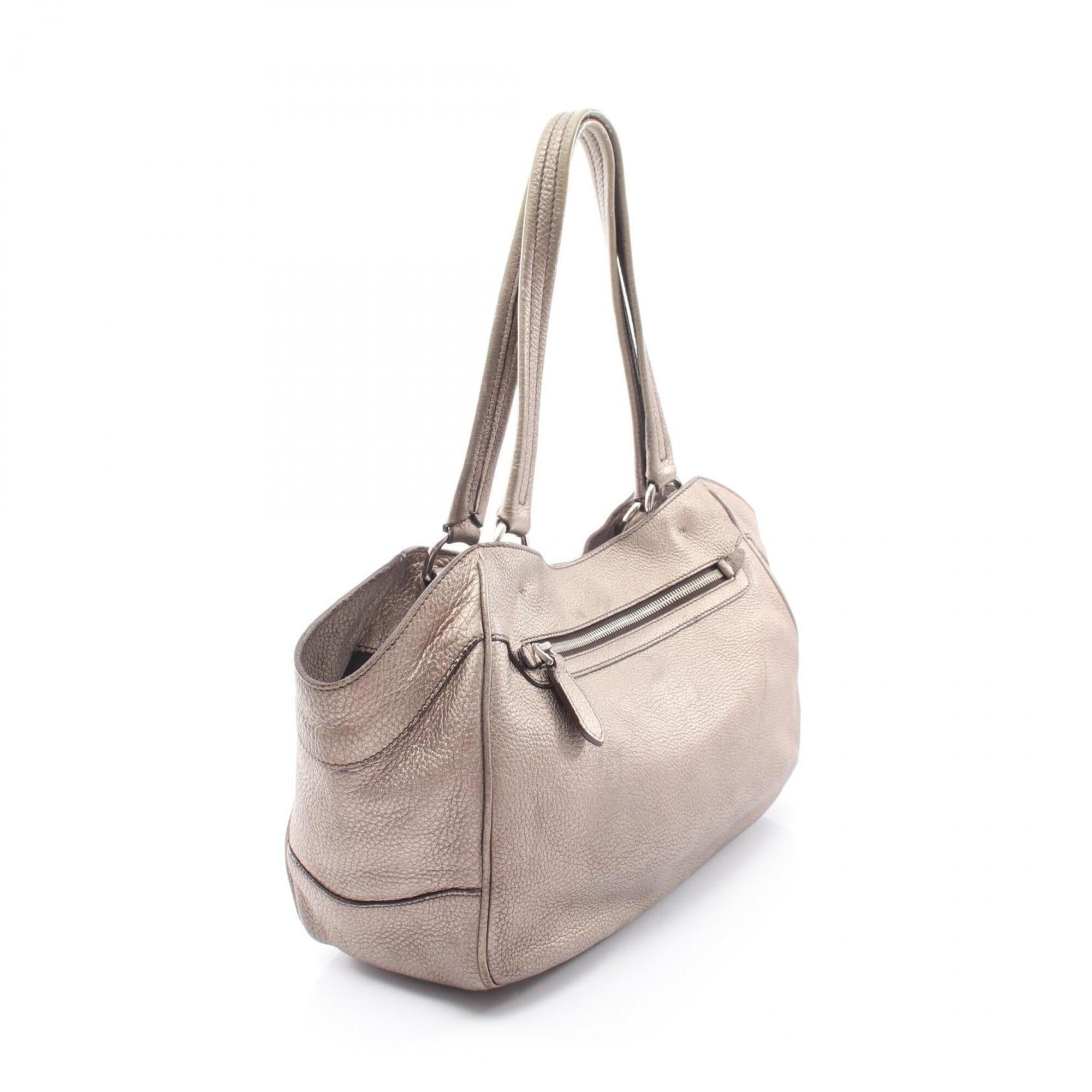 Prada Brown Leather Handbag Tote Bag (Pre-Owned)