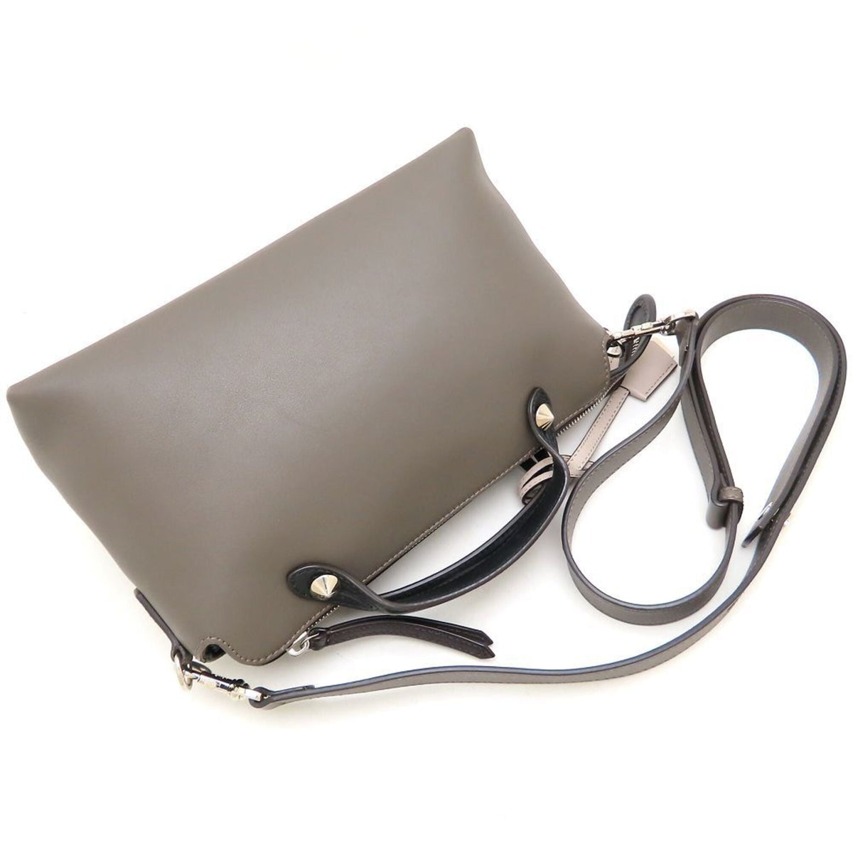Fendi Gray Leather Handbag Shoulder Bag (Pre-Owned)