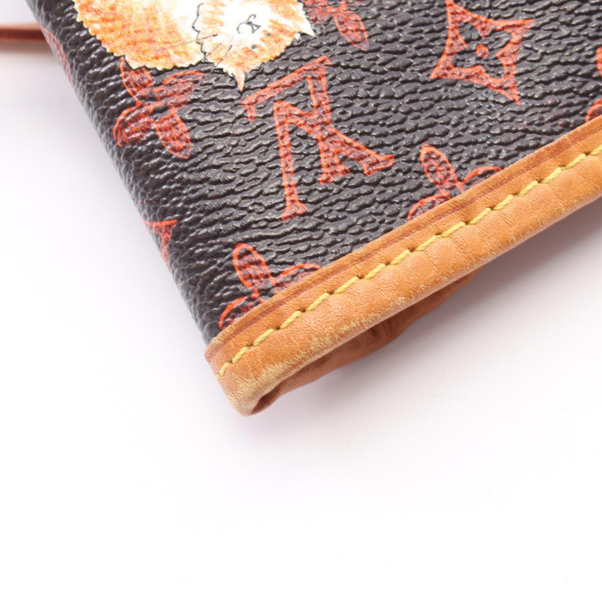 Louis Vuitton Brown Coated Canvas Leather Handbag Pouch Tote Bag (Pre-Owned)