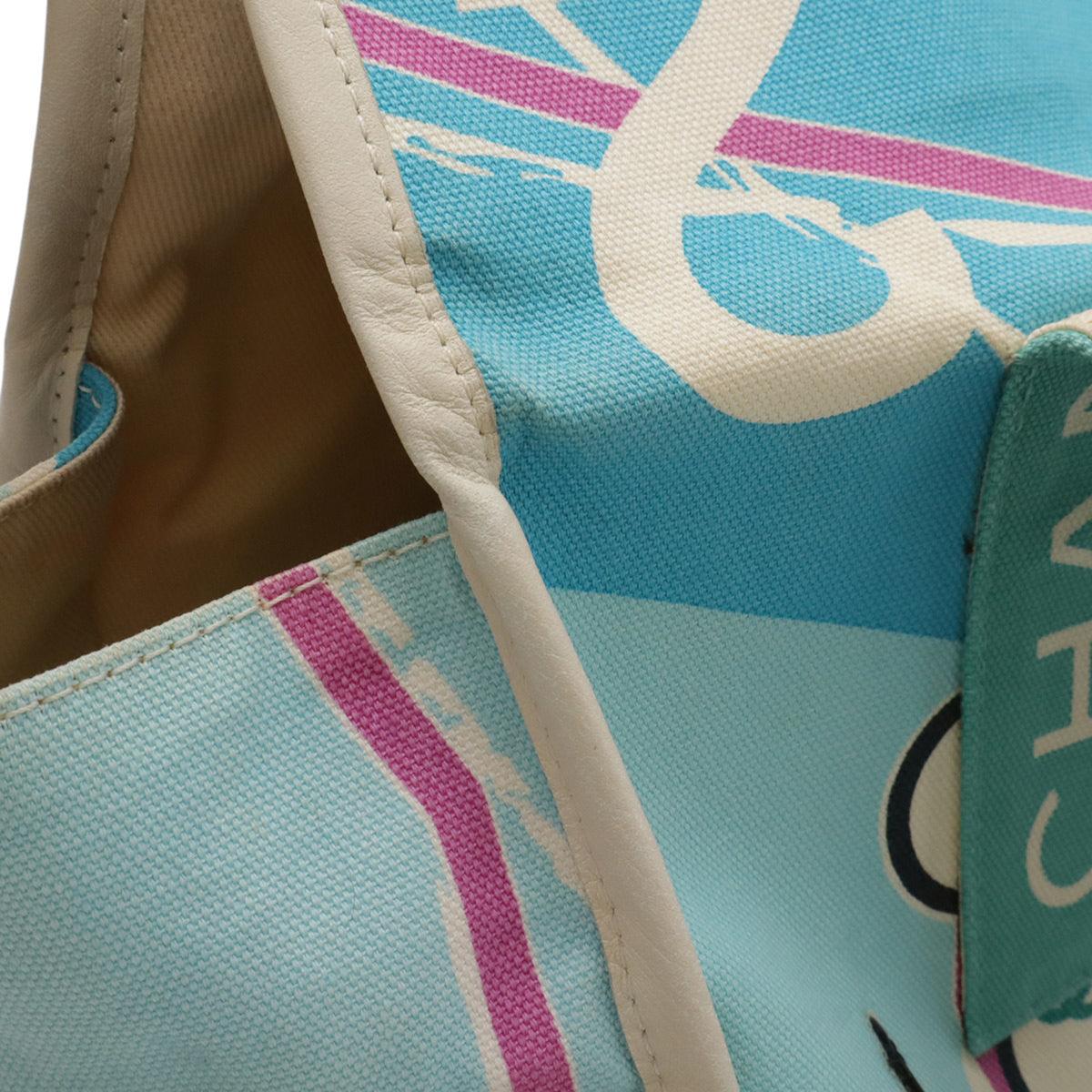Chanel Blue Blue Green Multi-Color Canvas Shoulder Bag Tote Bag (Pre-Owned)