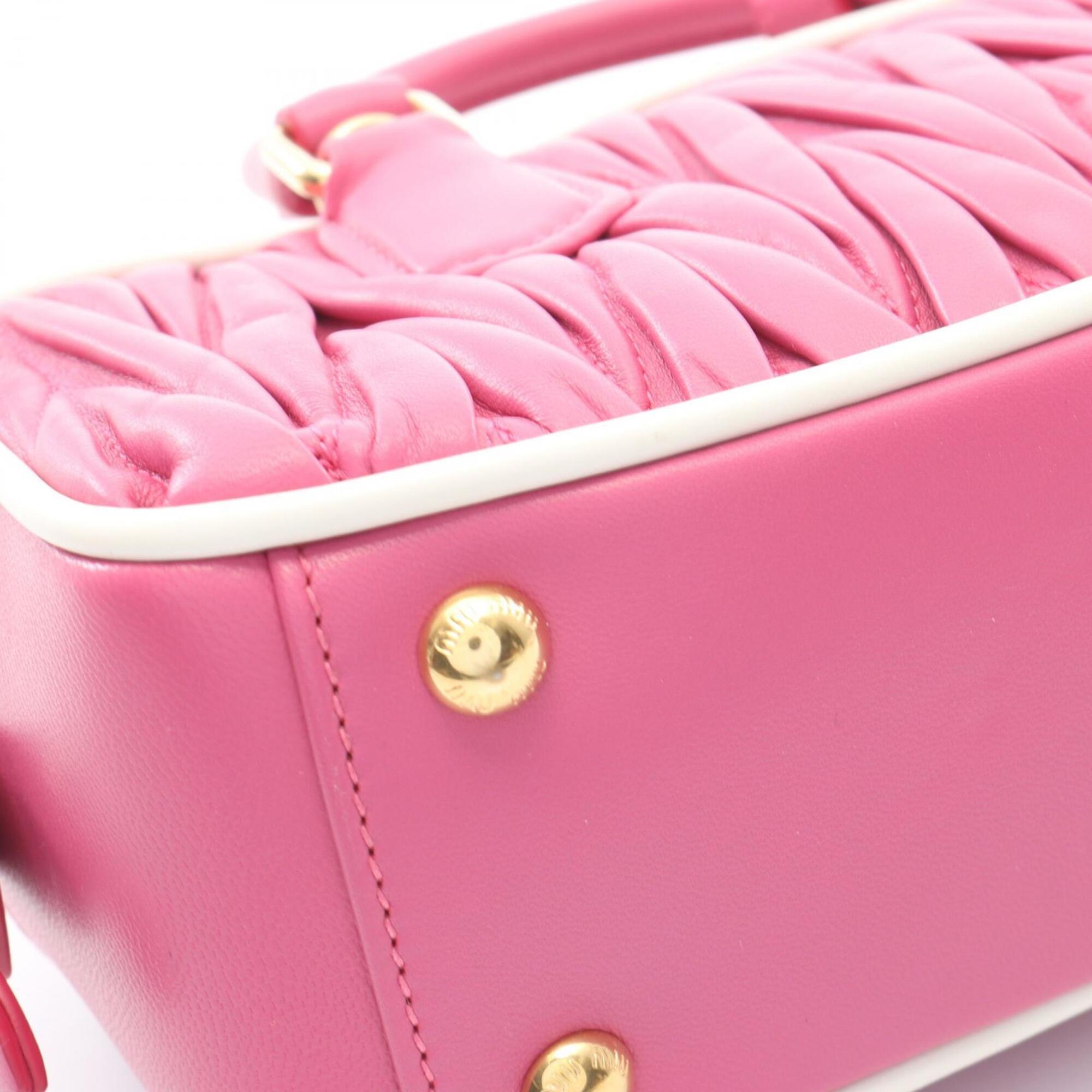 Miu Miu Matelasse Pink White Leather Handbag (Pre-Owned)