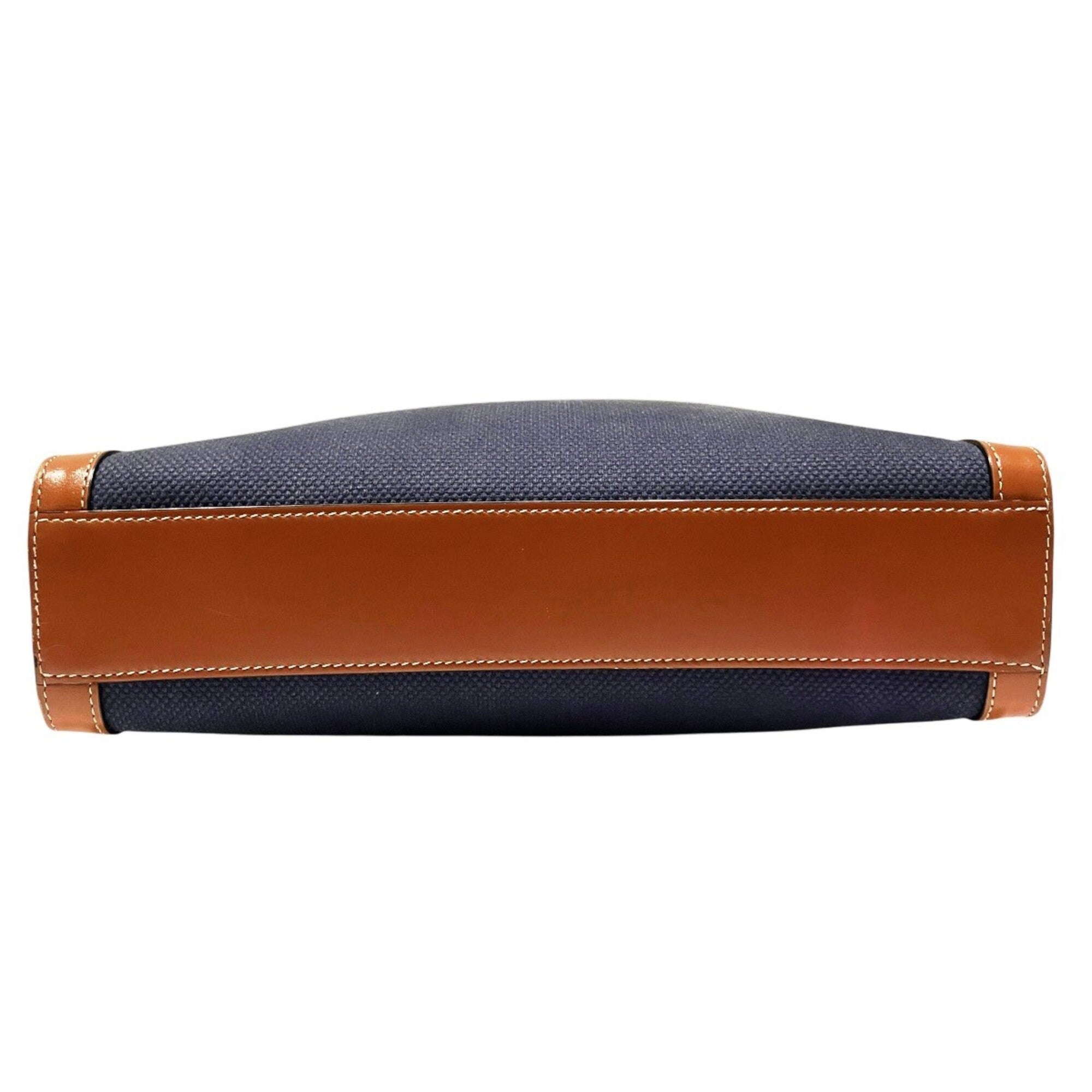 Celine Brown Navy Canvas Leather Tote Bag (Pre-Owned)