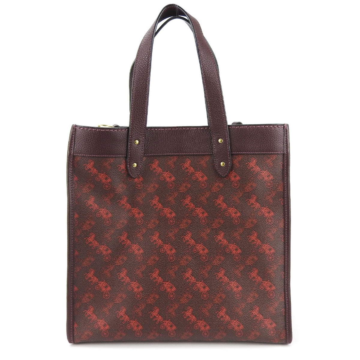 Coach Bordeaux Brown Red Color Coated Canvas Leather Canvas Tote Bag (Pre-Owned)