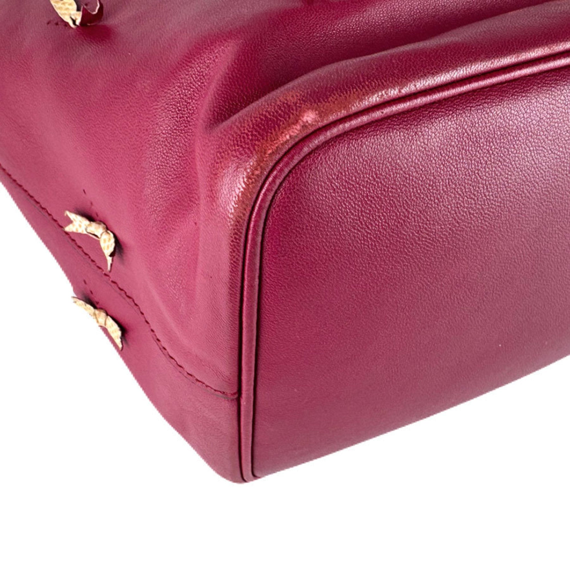Loewe Red Color Wine Leather Handbag Tote Bag (Pre-Owned)