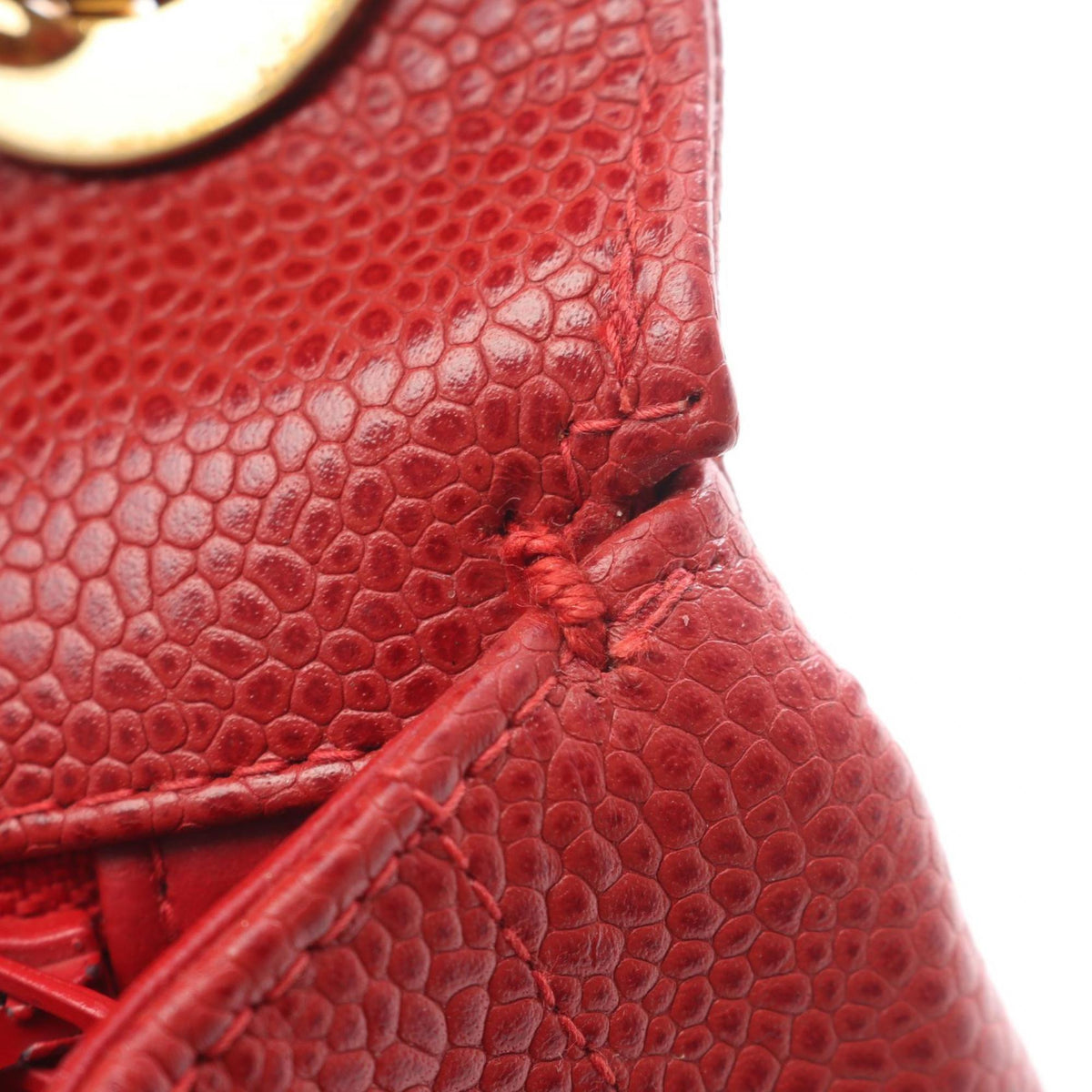 Chanel Red Color Leather Shoulder Bag (Pre-Owned)