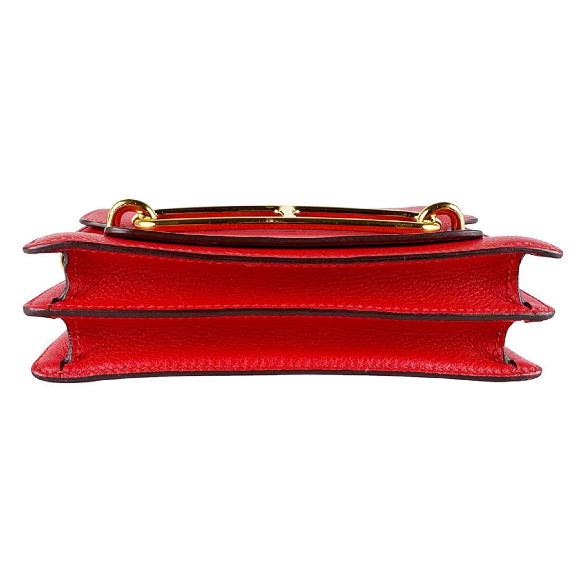 Hermes Red Color Evercalf Leather Shoulder Bag (Pre-Owned)