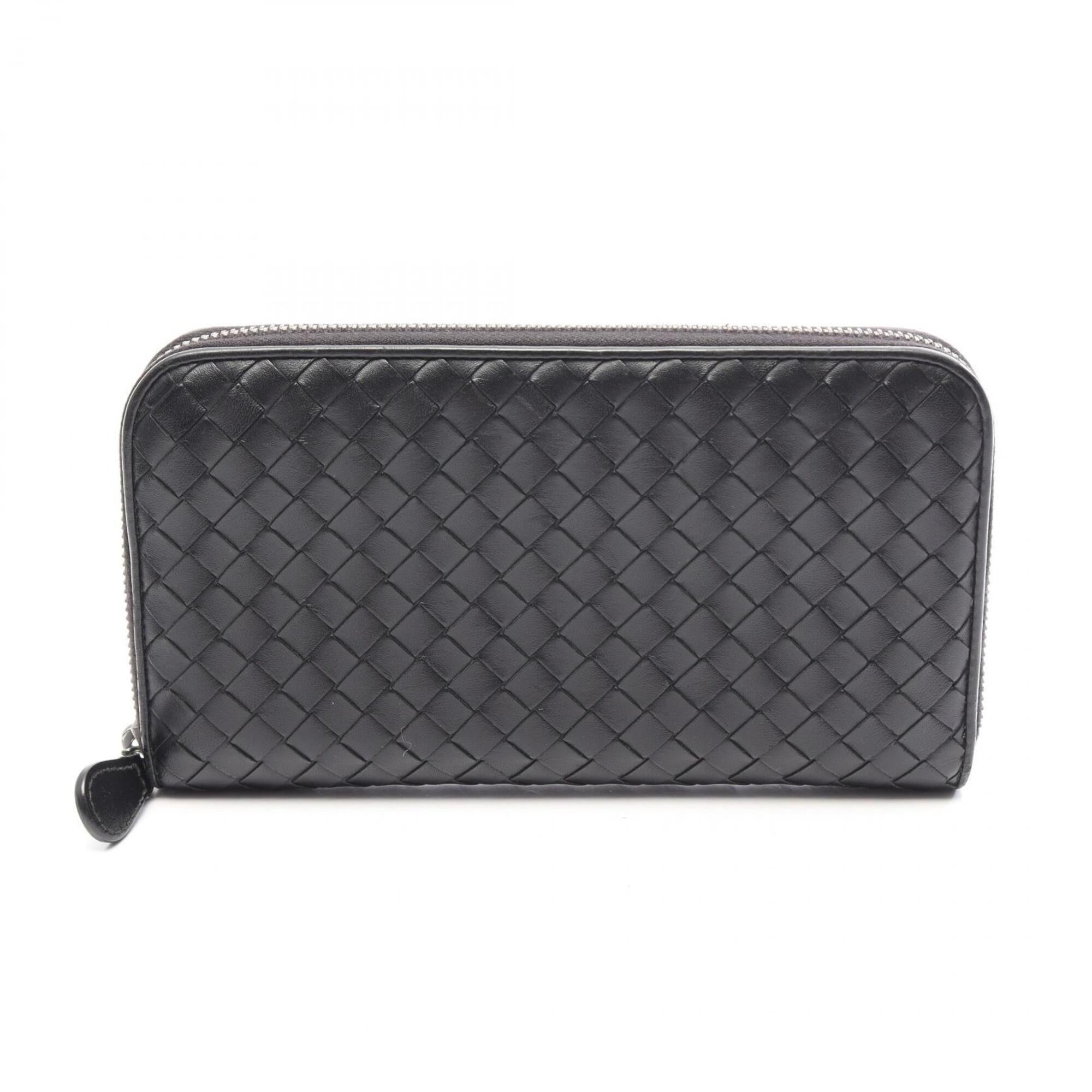 Bottega Veneta Black Leather Long Wallet (Bi-Fold) (Pre-Owned)