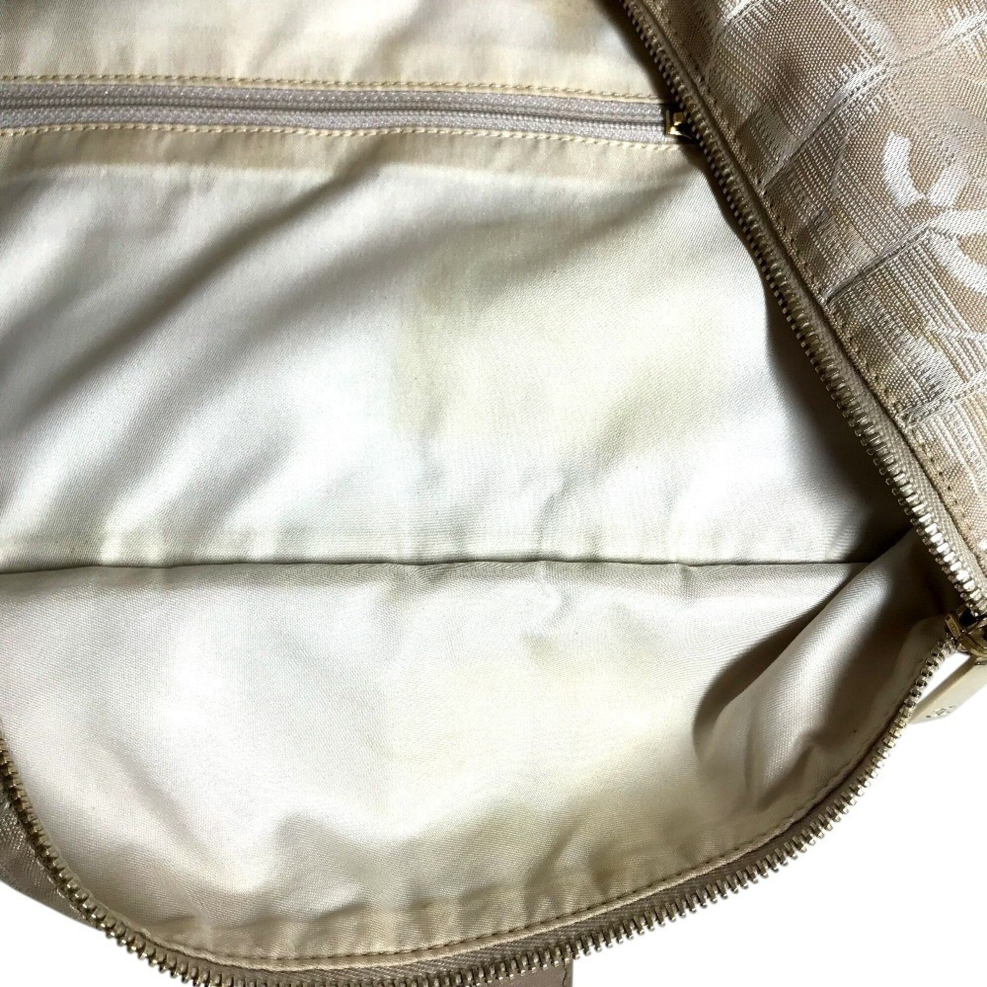Chanel New Travel Line Beige Nylon Leather Tote Bag (Pre-Owned)