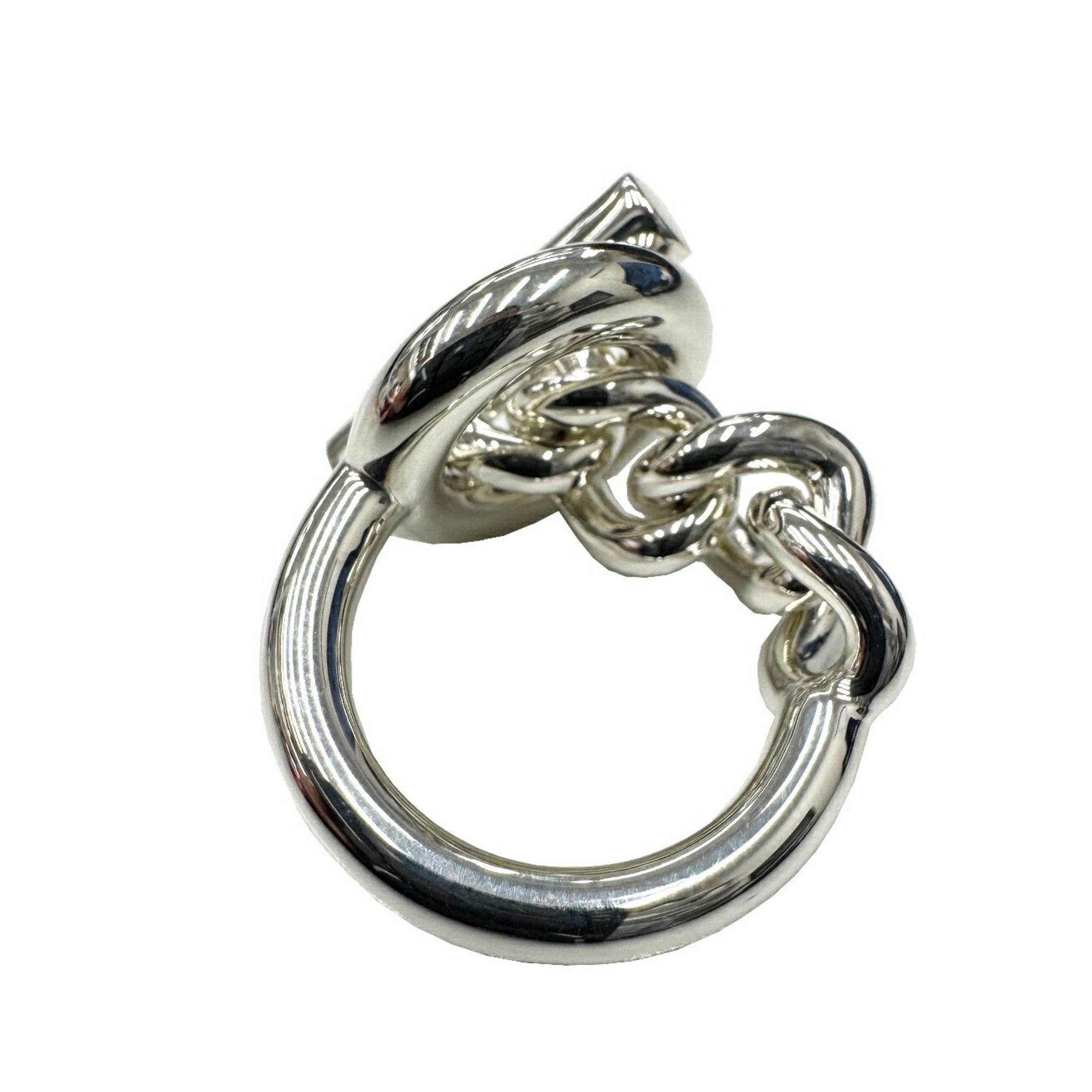 Hermes Silver Silver 925 Band Ring (Pre-Owned)