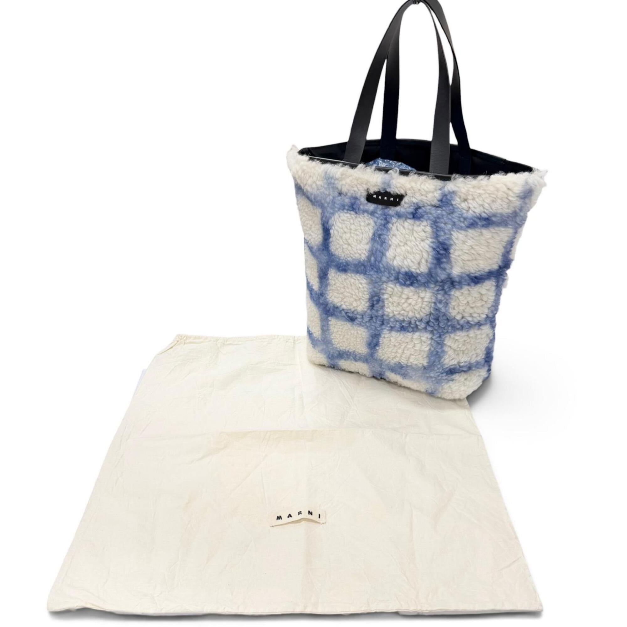 Marni Black Blue White Leather Tote Bag (Pre-Owned)