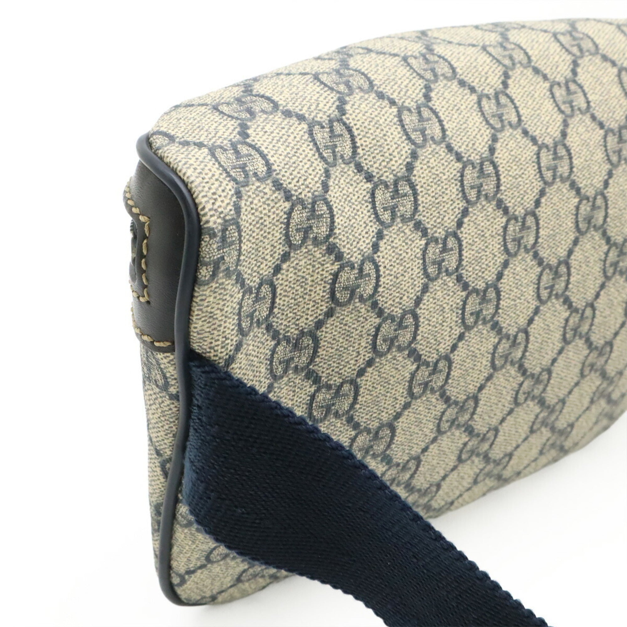 Gucci Gg Imprimé Navy Coated Canvas Pvc Leather Pouch Sling Bag (Pre-Owned)