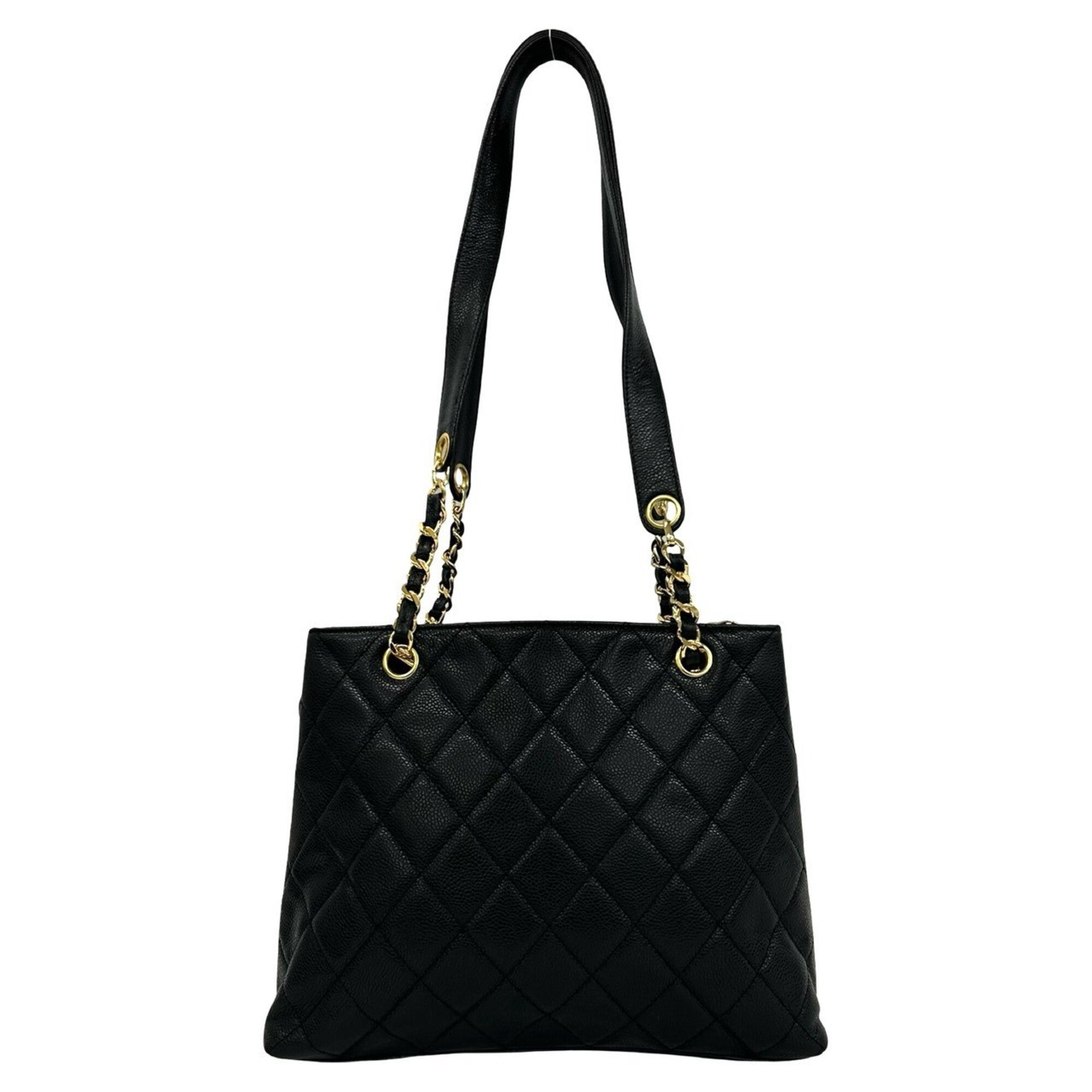 Chanel Black Grained Calfskin Shoulder Bag Tote Bag (Pre-Owned)