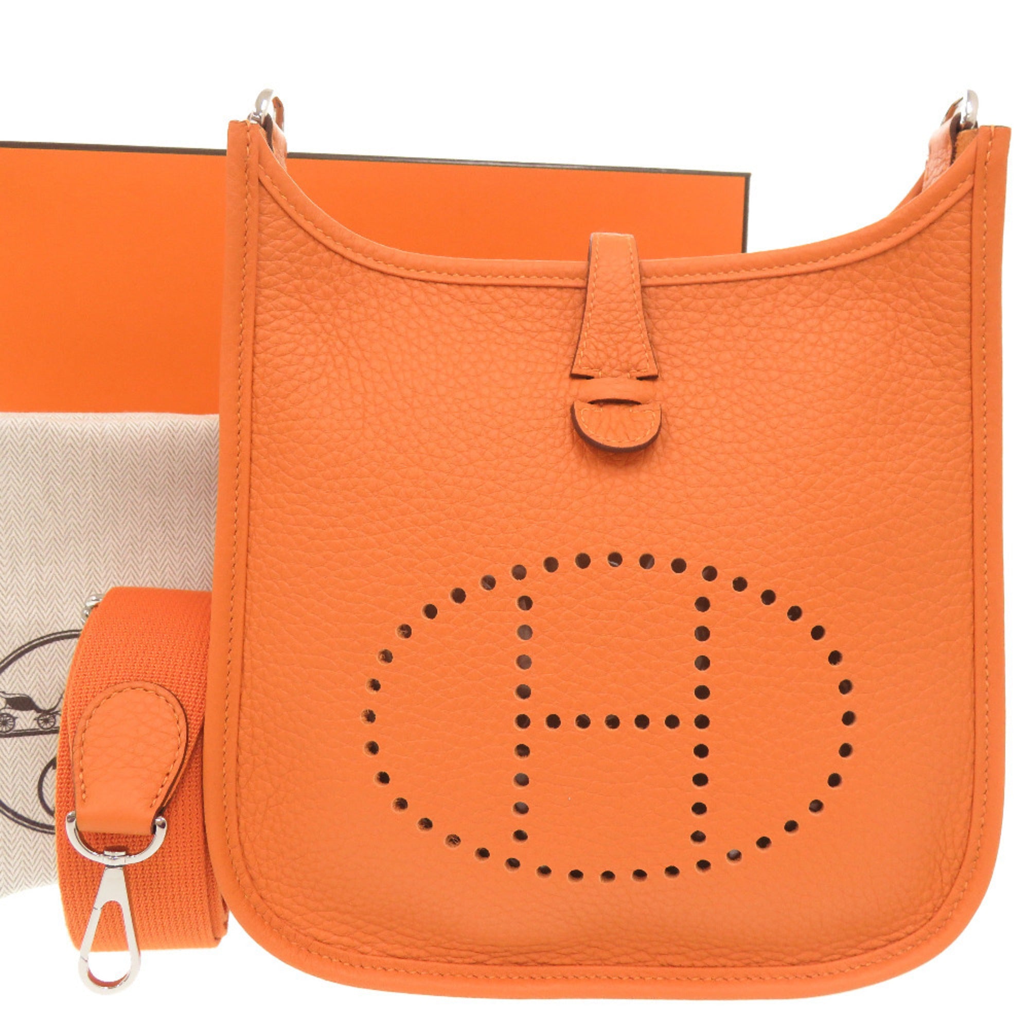 Hermes Orange Taurillon Clemence Leather Shoulder Bag (Pre-Owned)
