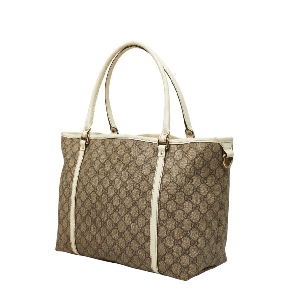 Gucci Beige White Pvc Patent Leather Tote Bag (Pre-Owned)