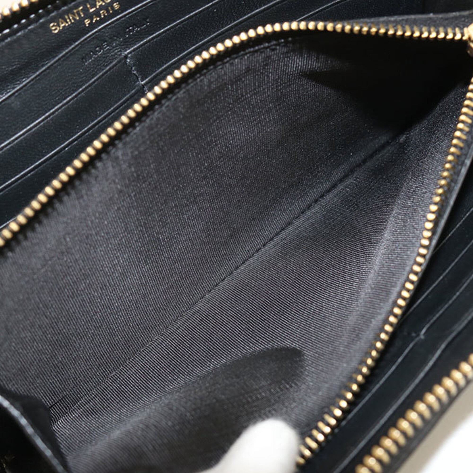 Saint Laurent Black Leather Long Wallet (Bi-Fold) (Pre-Owned)
